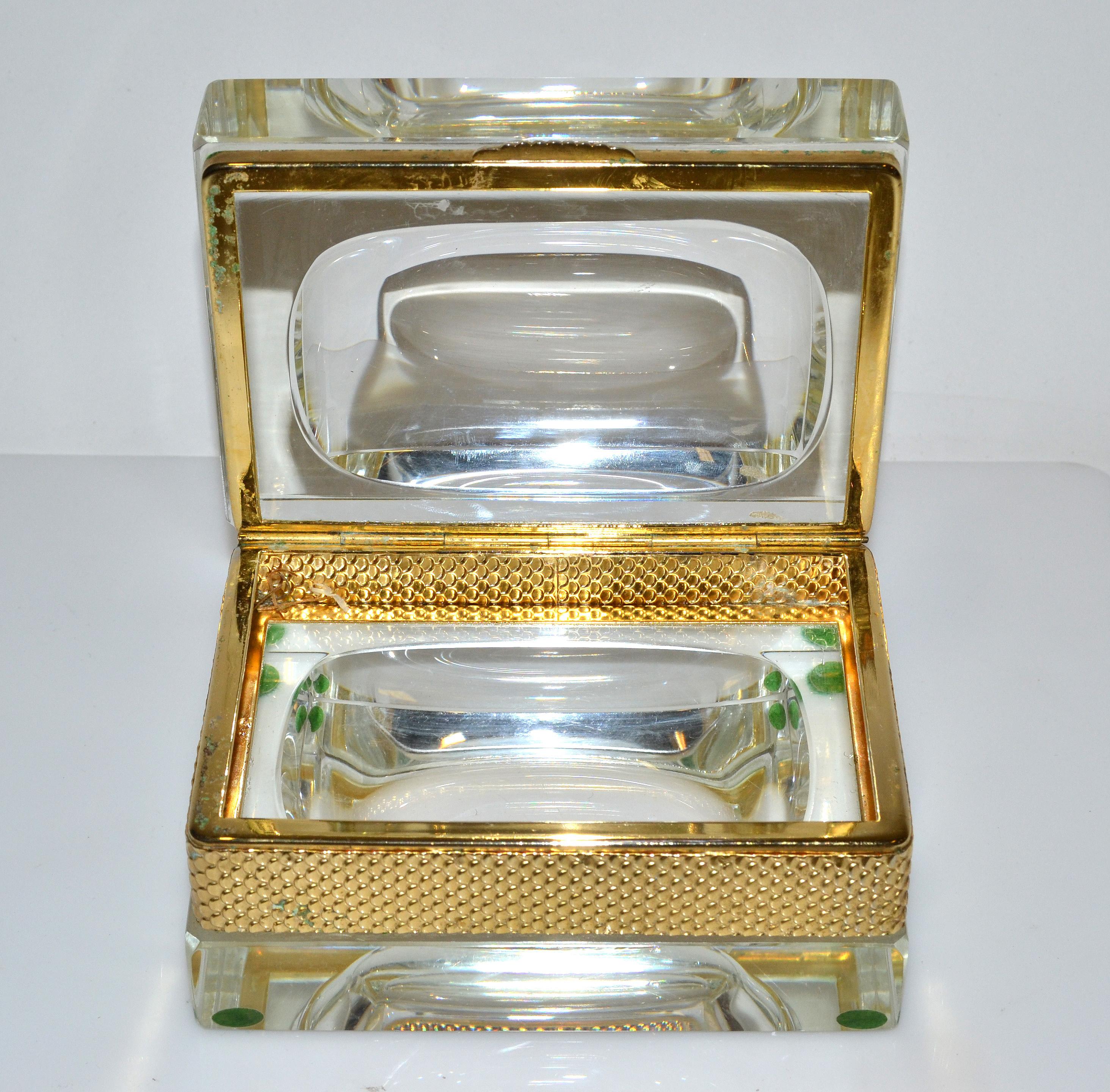 Italian Murano Glass & 24k Gold Plate Jewelry Case Art Deco Mandruzzato Style In Good Condition In Miami, FL