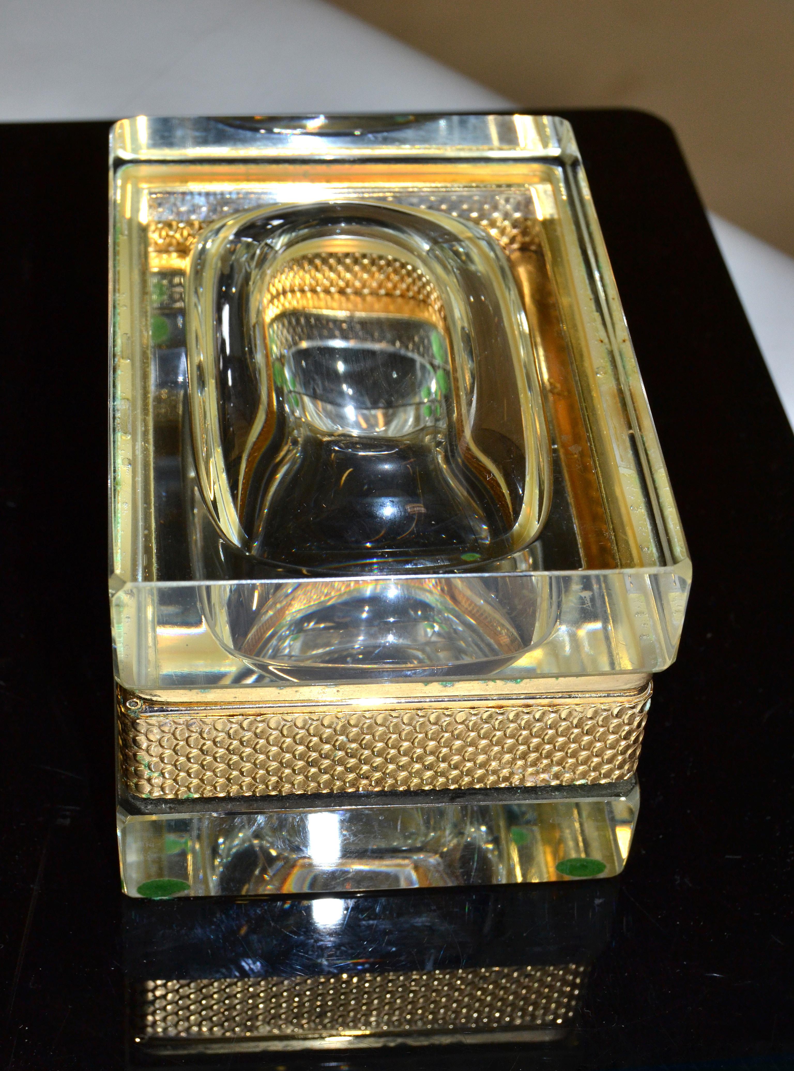 Italian Murano Glass & 24k Gold Plate Jewelry Case Art Deco Mandruzzato Style 1