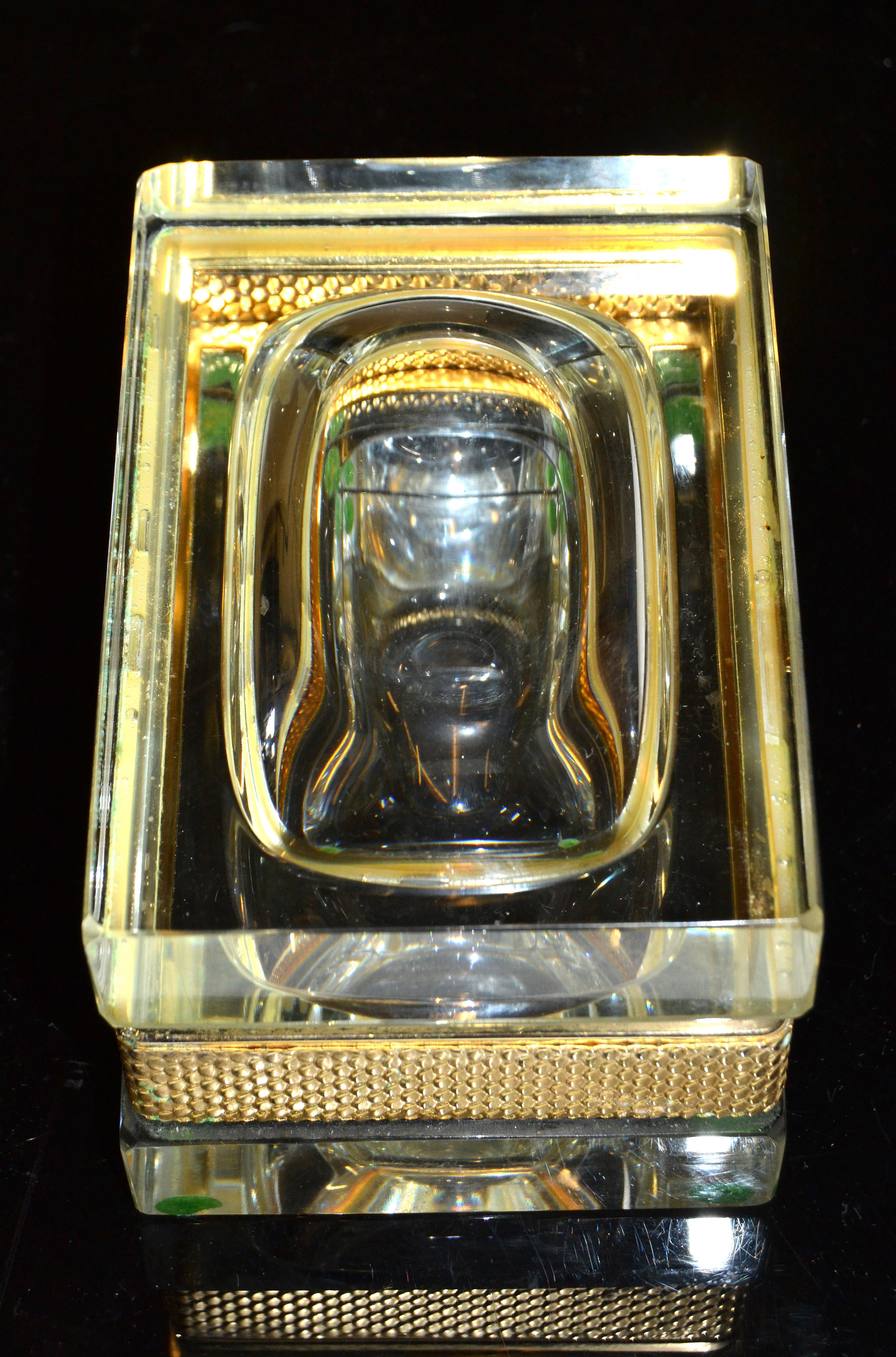 Italian Murano Glass & 24k Gold Plate Jewelry Case Art Deco Mandruzzato Style 2