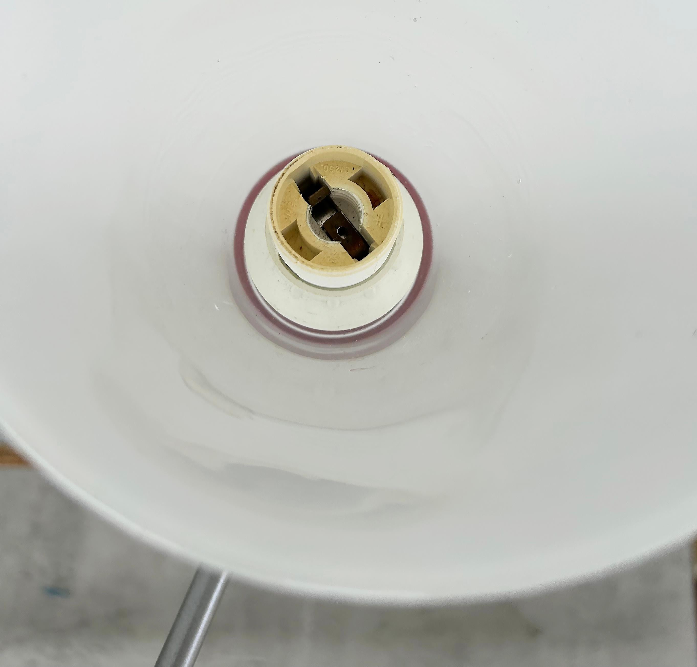 Lampadario a 6 bracci in vetro di Murano, paralumi a cono obliqui in vendita 6
