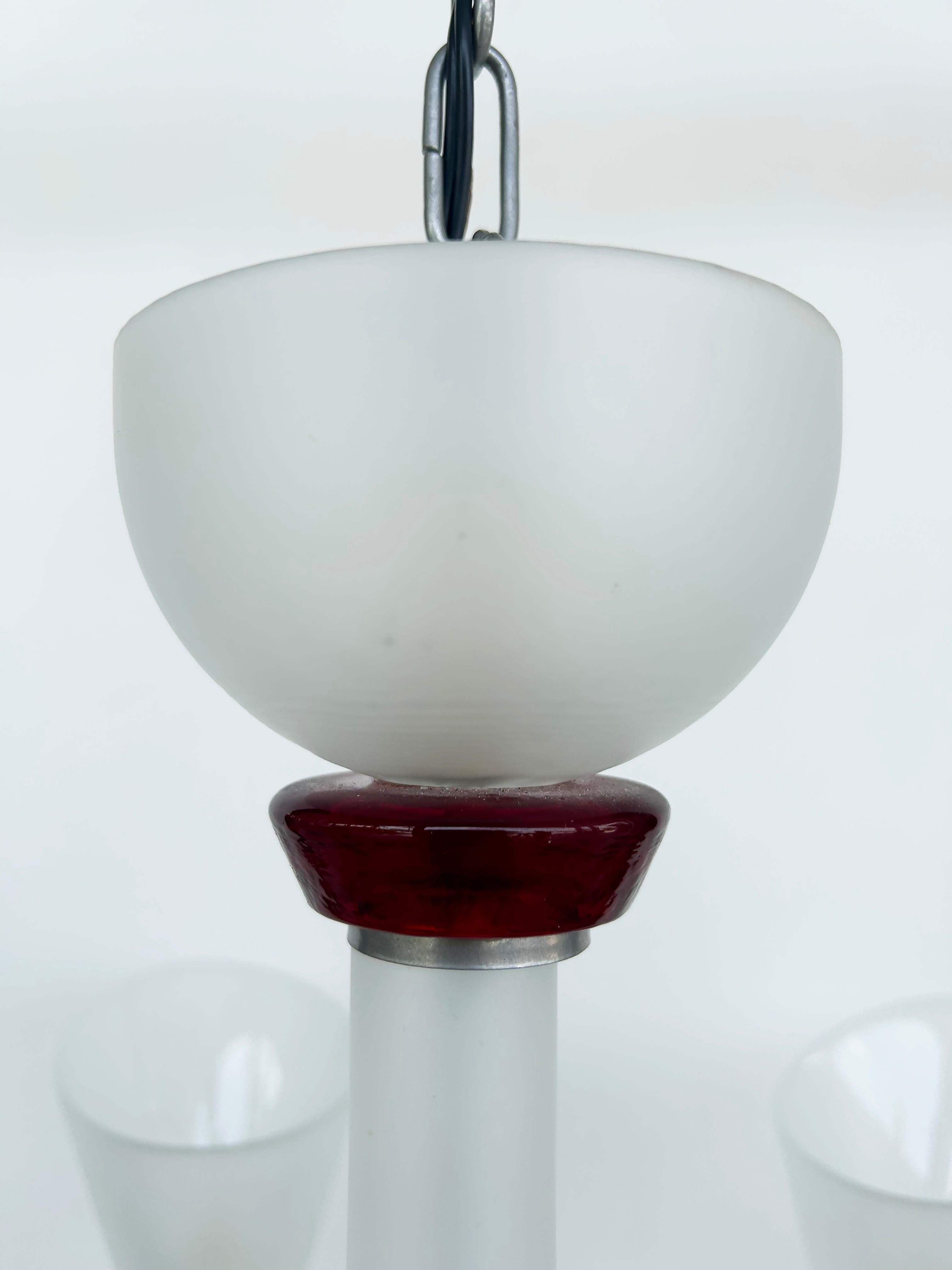 XXI secolo e contemporaneo Lampadario a 6 bracci in vetro di Murano, paralumi a cono obliqui in vendita