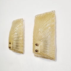 Italian Murano Glass Amber Graniglia Wall Sconces by Mazzega, Italy 80s, Pair