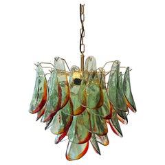 Lustre italien en verre de Murano et laiton d'Alfredo Barbini