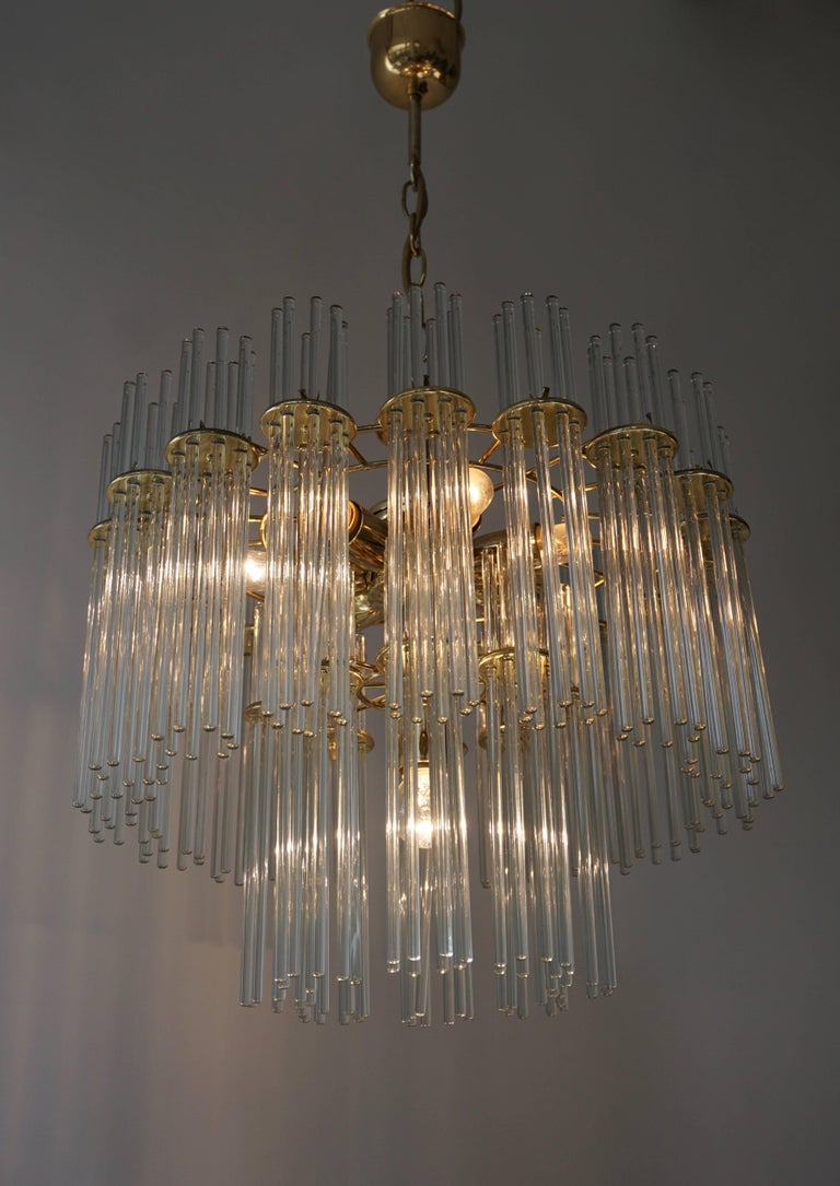 Italian Murano Glass and Brass Chandelier For Sale at 1stDibs