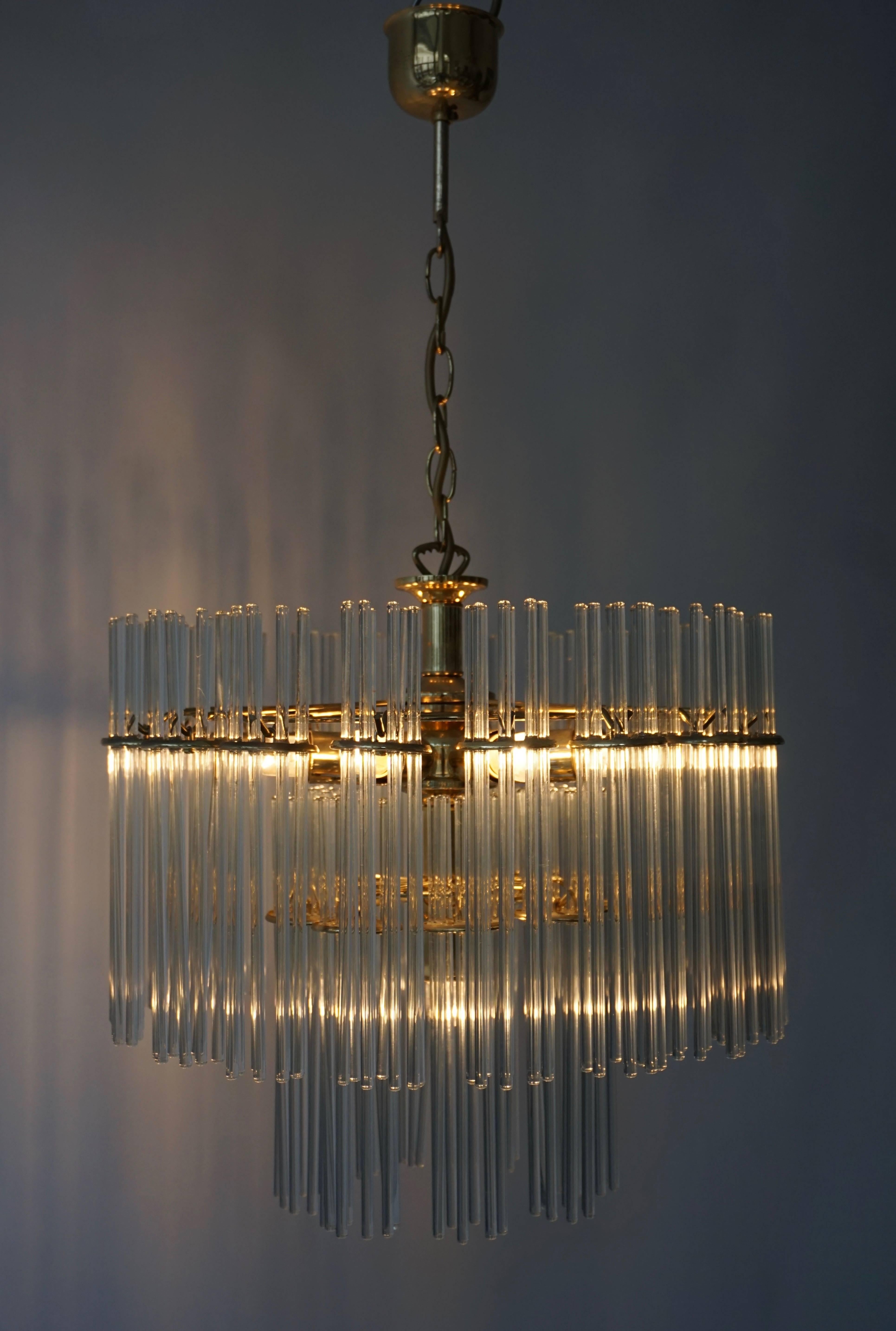 Italian Murano Glass and Brass Chandelier For Sale 1