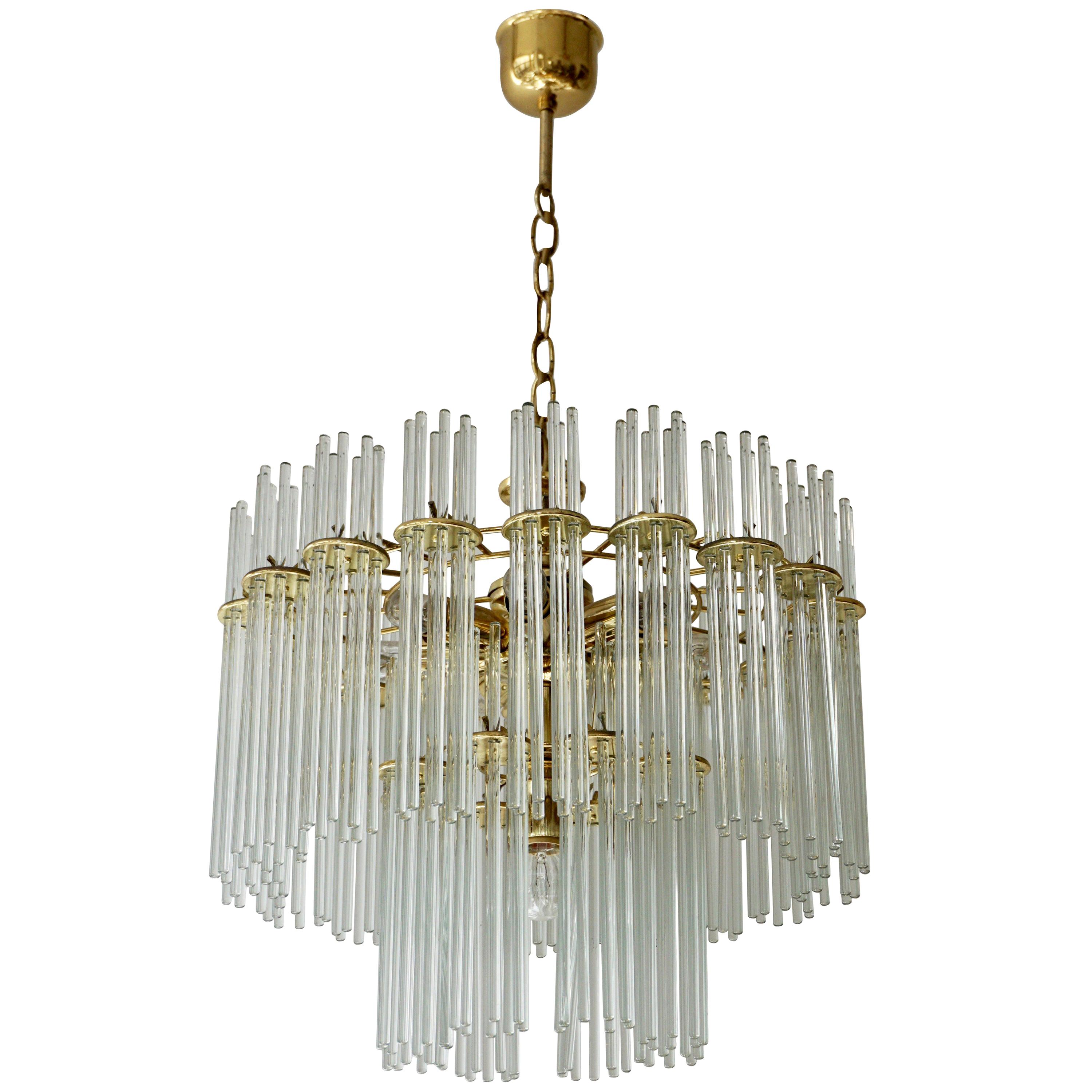 Italian Murano Glass and Brass Chandelier For Sale