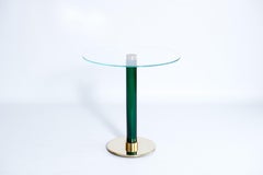 Italian Murano Glass and Brass Gueridon Side Table, Green by Giovanni Dalla Fina