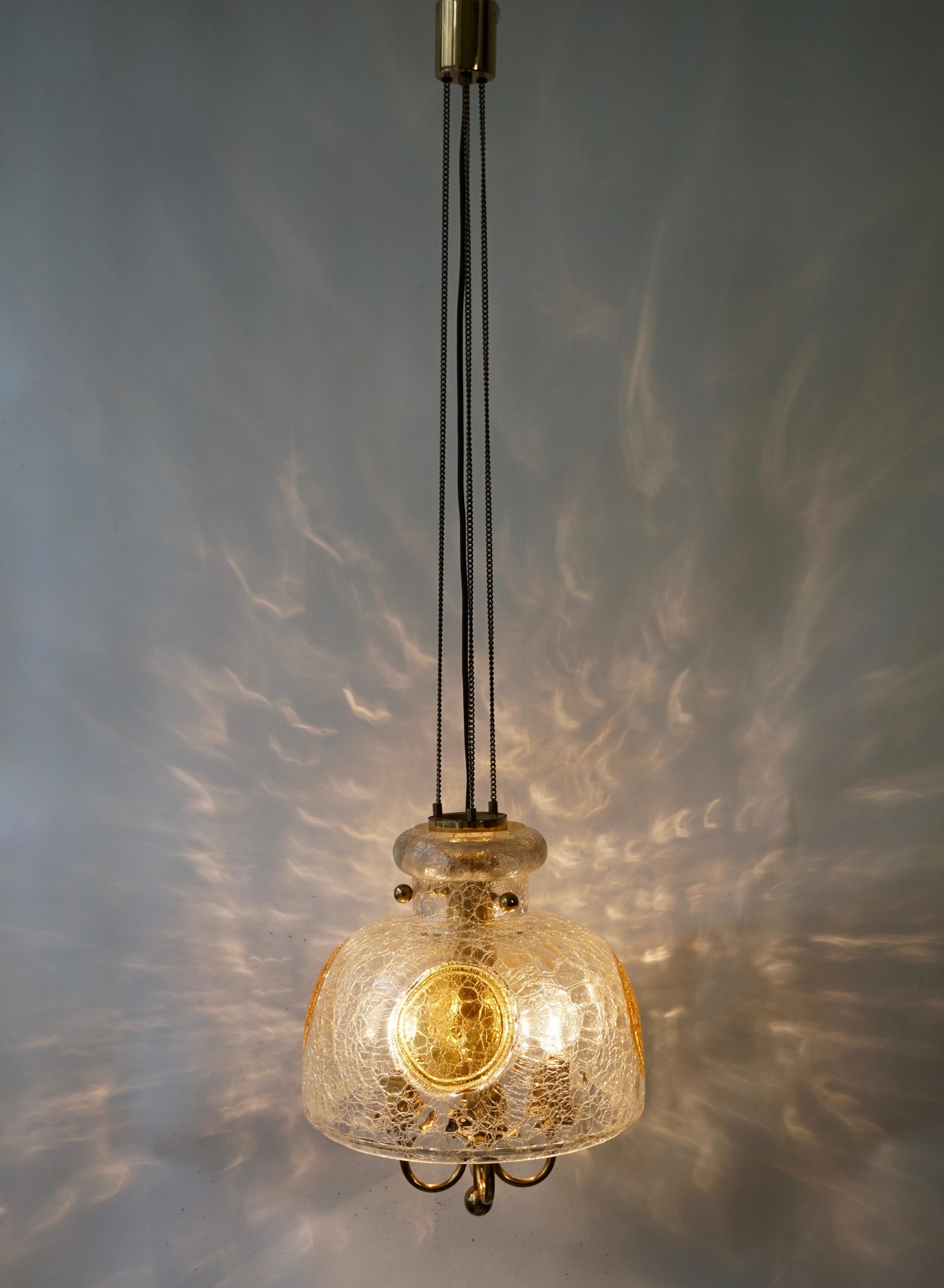 Italian Murano Glass and Brass Pendant Light For Sale 5