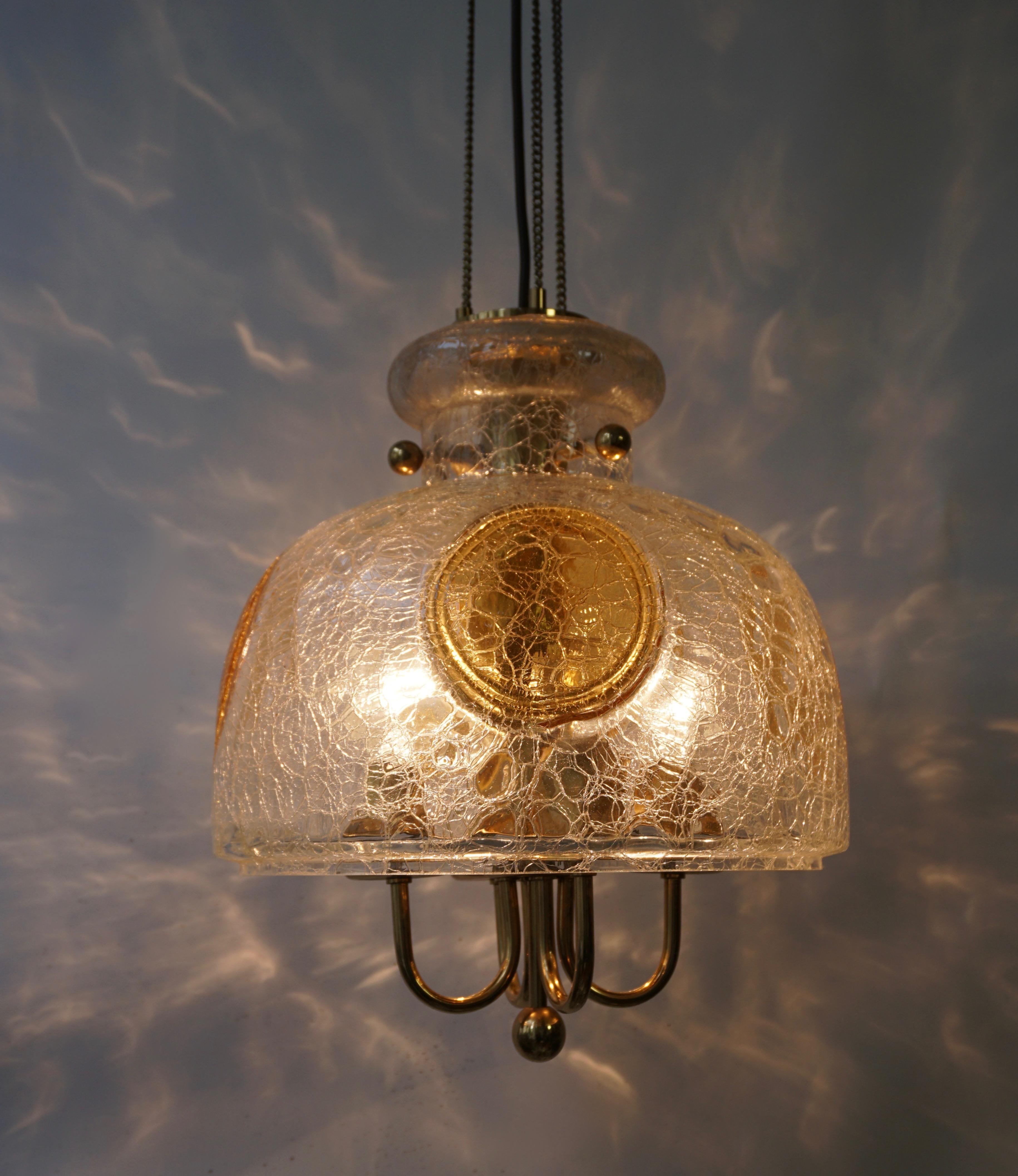 Italian Murano Glass and Brass Pendant Light For Sale 6