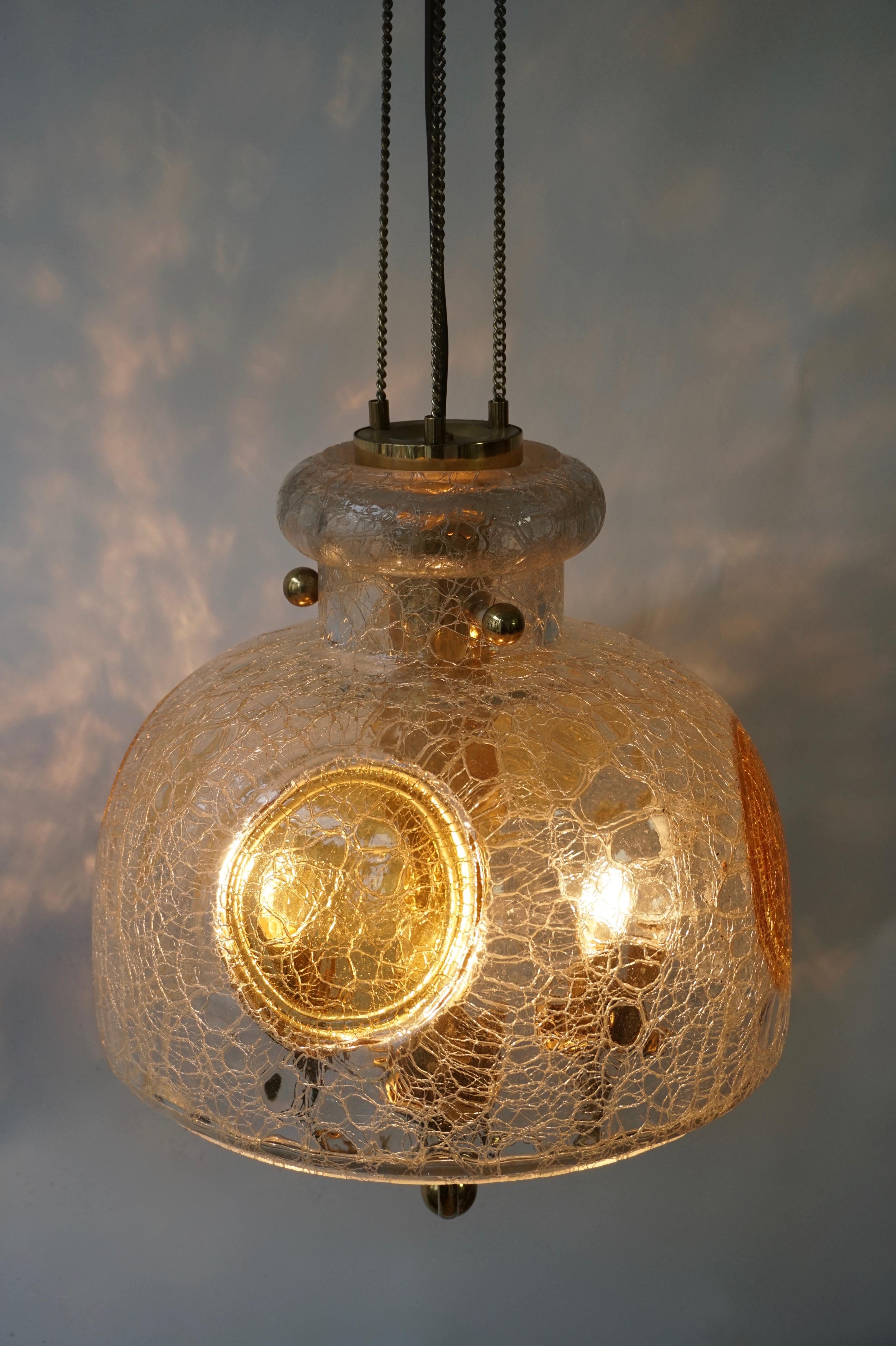 Italian Murano Glass and Brass Pendant Light For Sale 8
