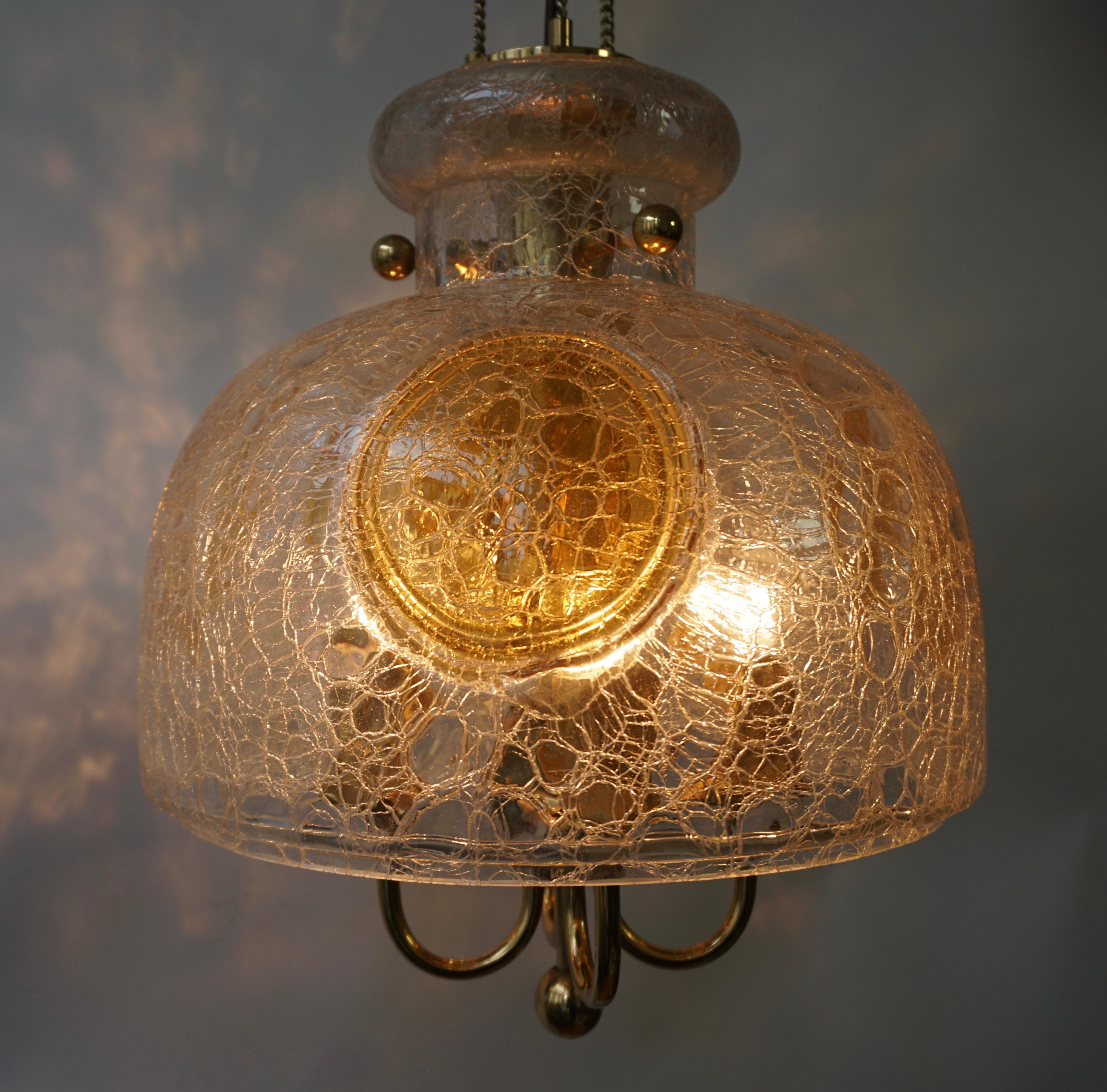 Italian Murano Glass and Brass Pendant Light For Sale 9