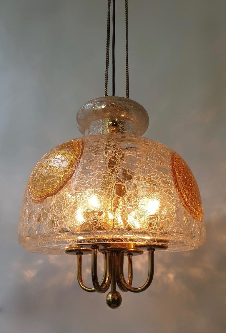 Italian Murano Glass and Brass Pendant Light For Sale at 1stDibs