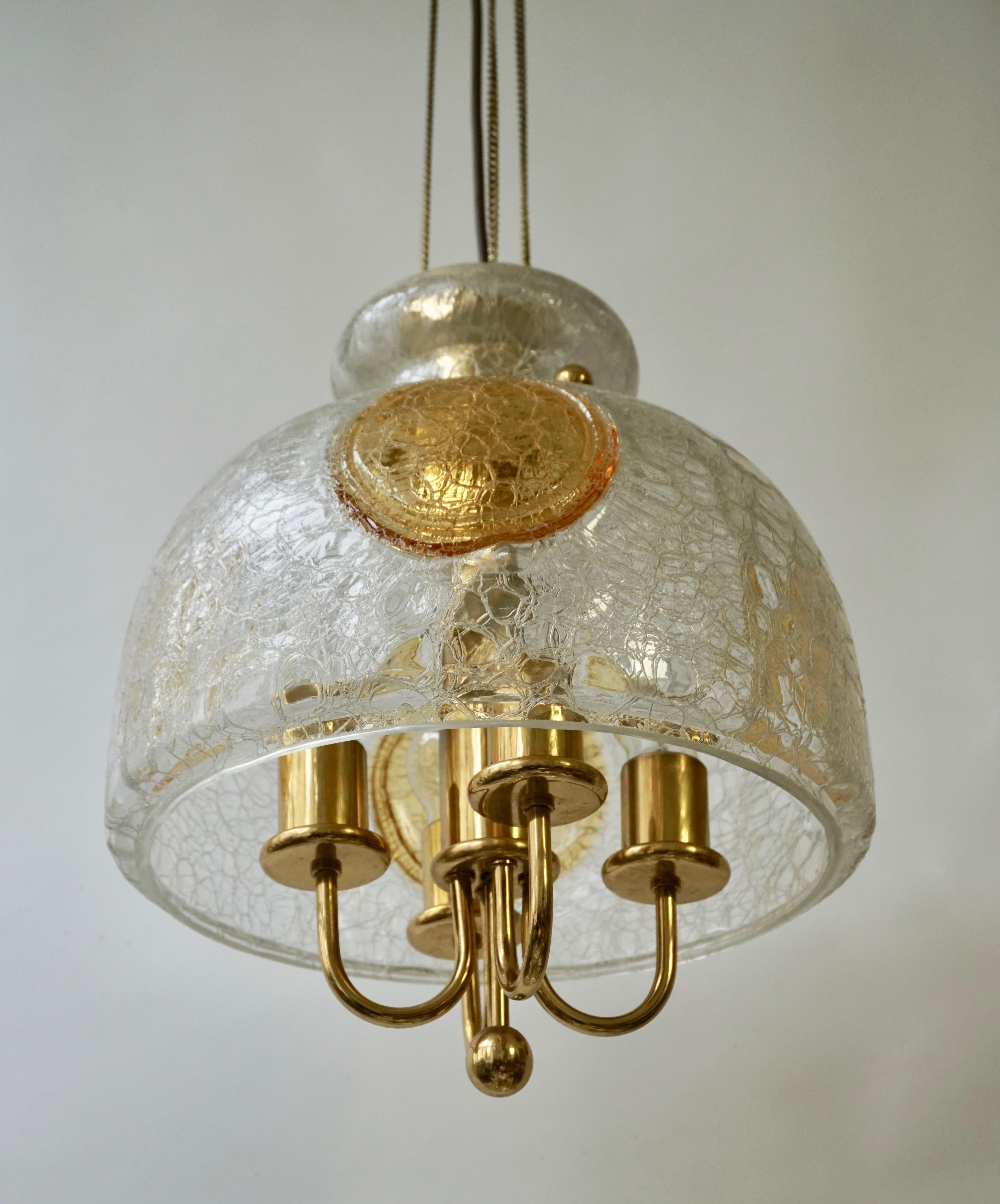 Italian Murano Glass and Brass Pendant Light For Sale 1