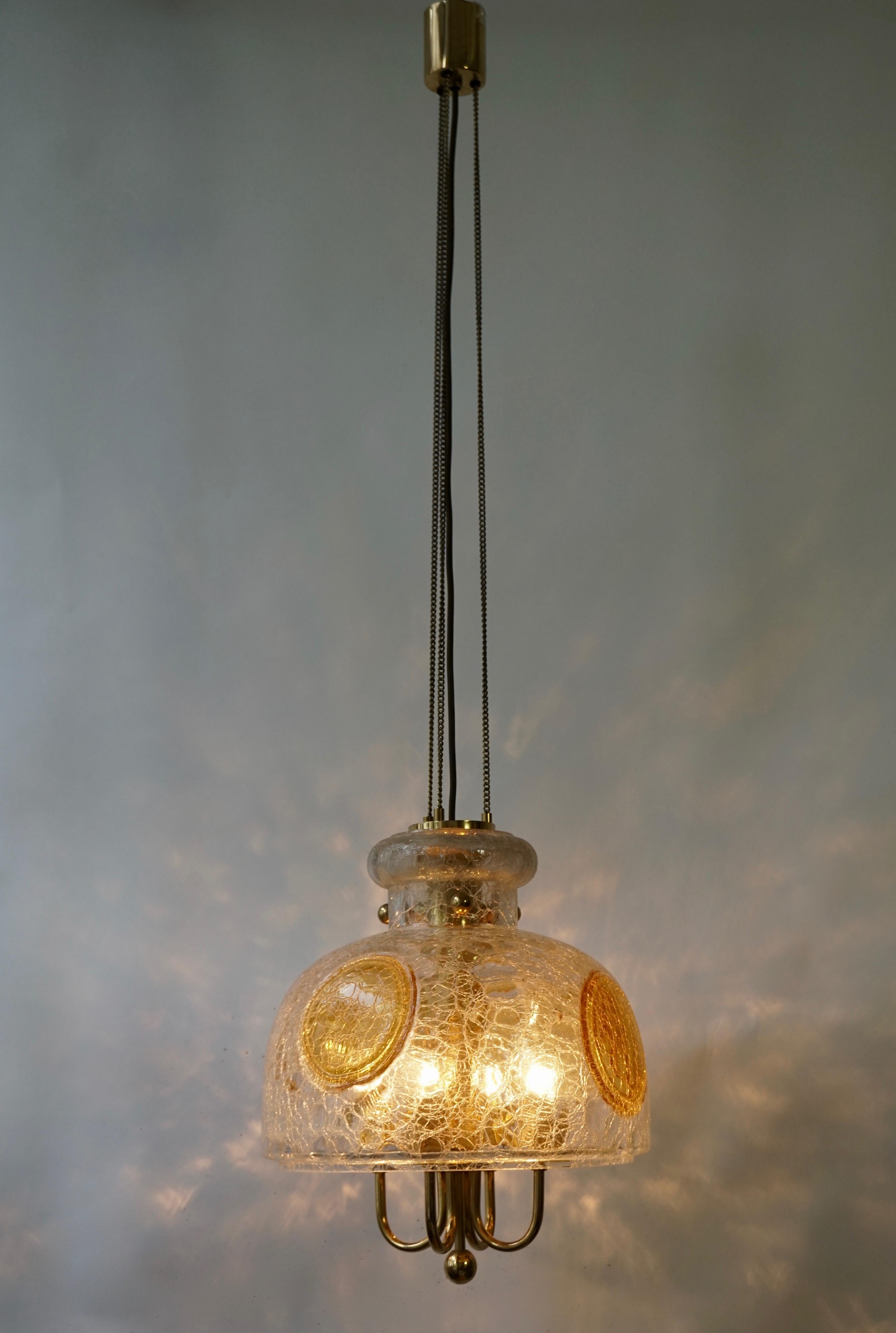 Italian Murano Glass and Brass Pendant Light For Sale 3