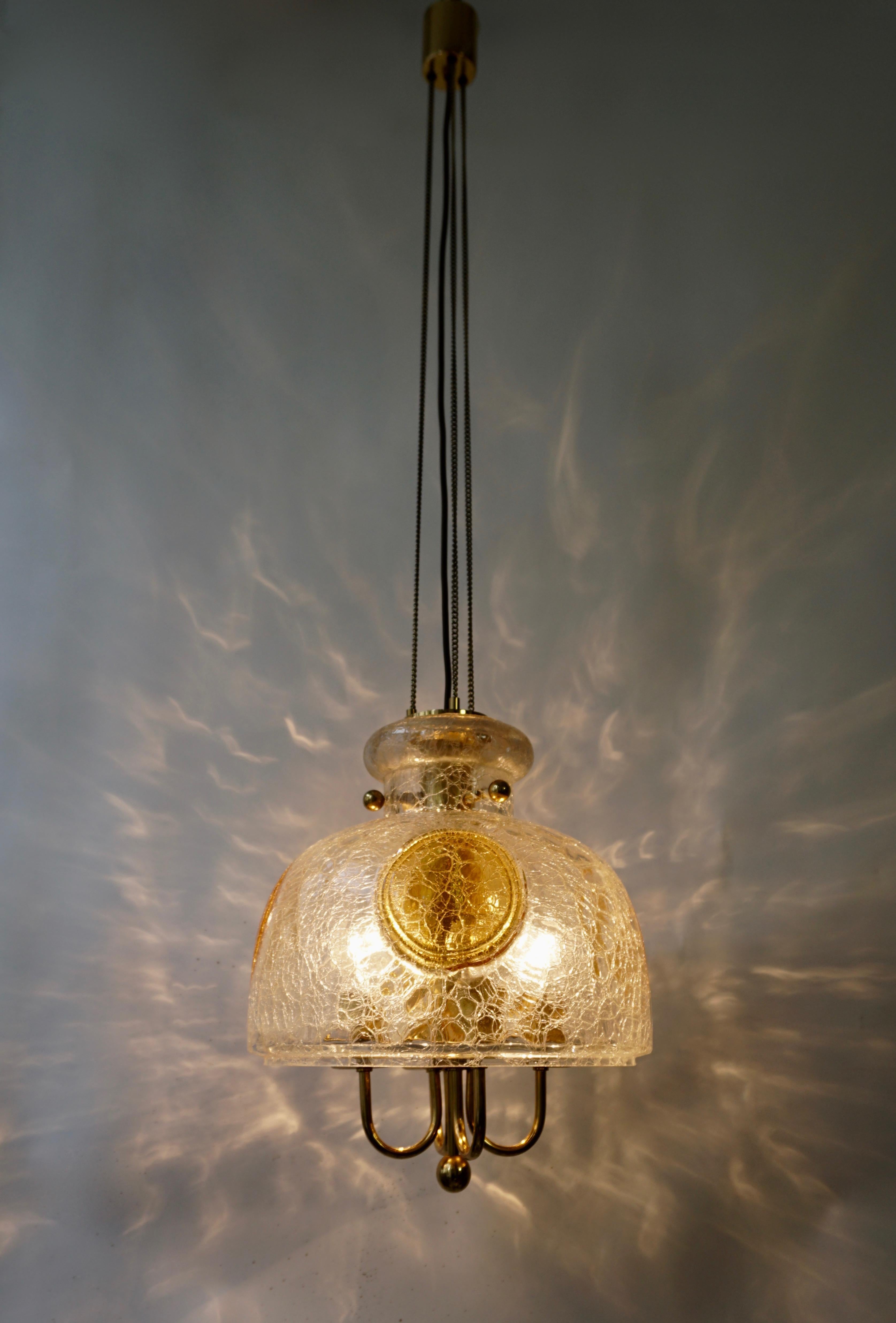 Italian Murano Glass and Brass Pendant Light For Sale 4