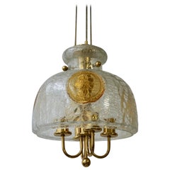 Italian Murano Glass and Brass Pendant Light