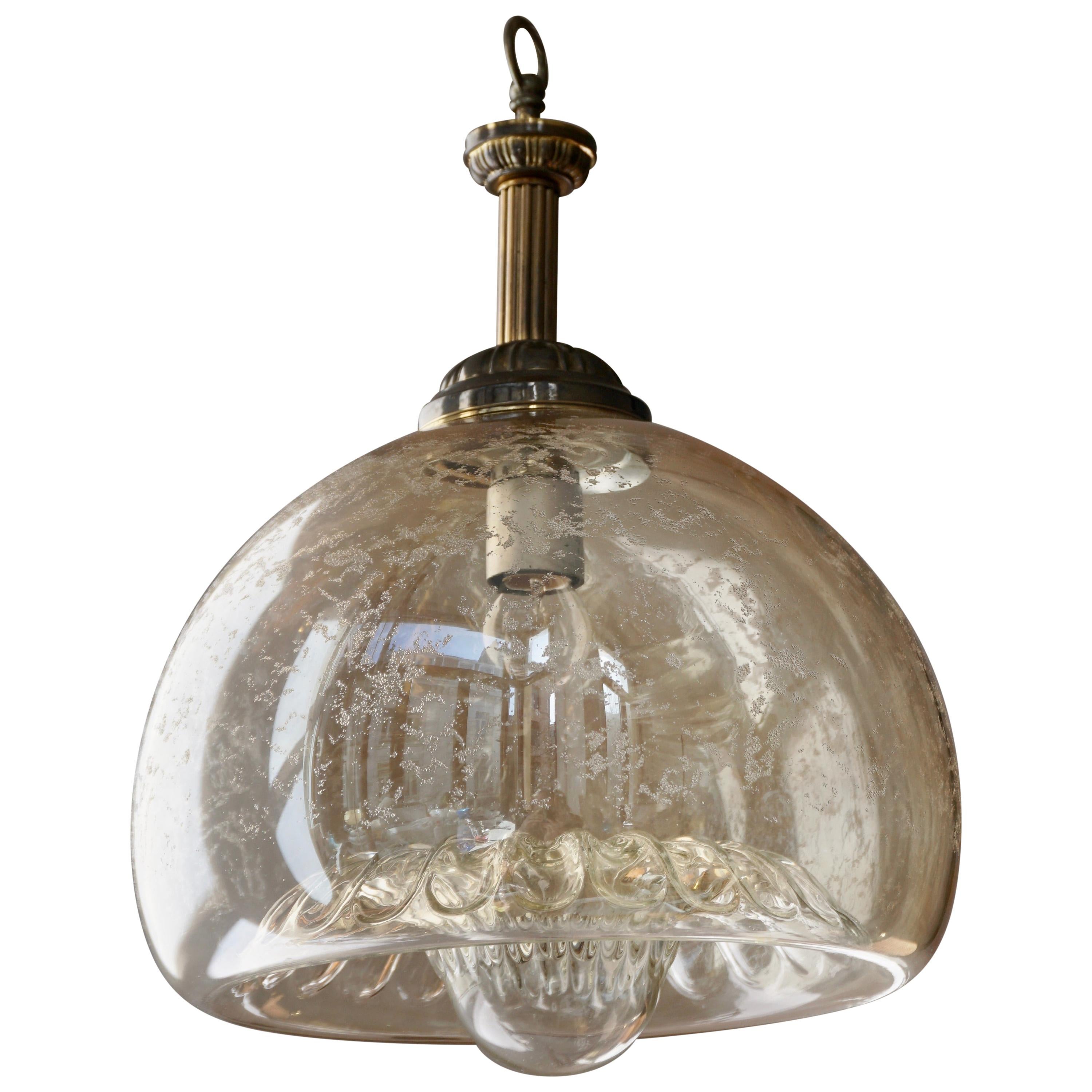 Italian Murano Glass and Brass Pendant Light