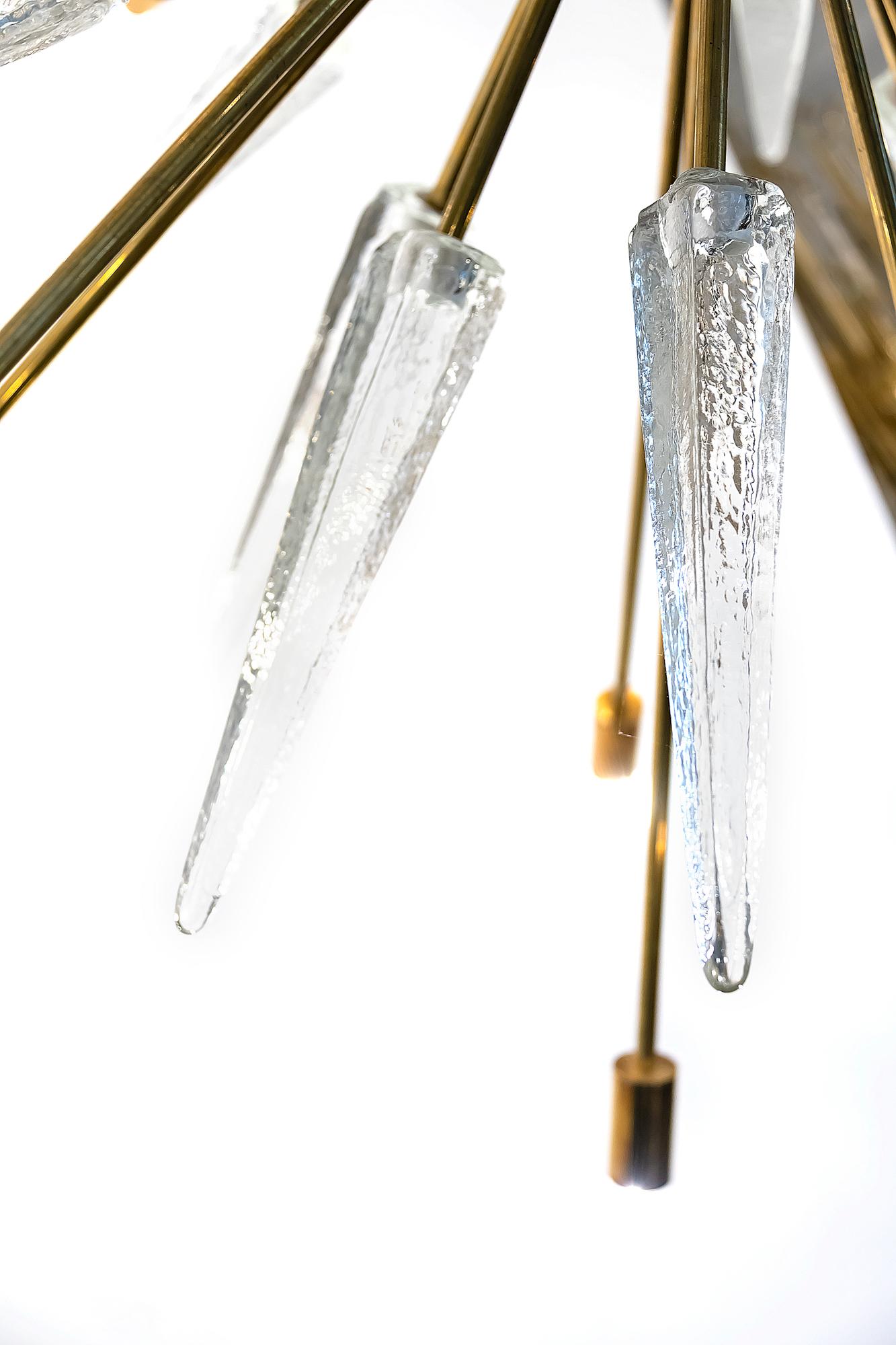 Italian Murano Glass and Brass Sputnik Design Chandelier 1