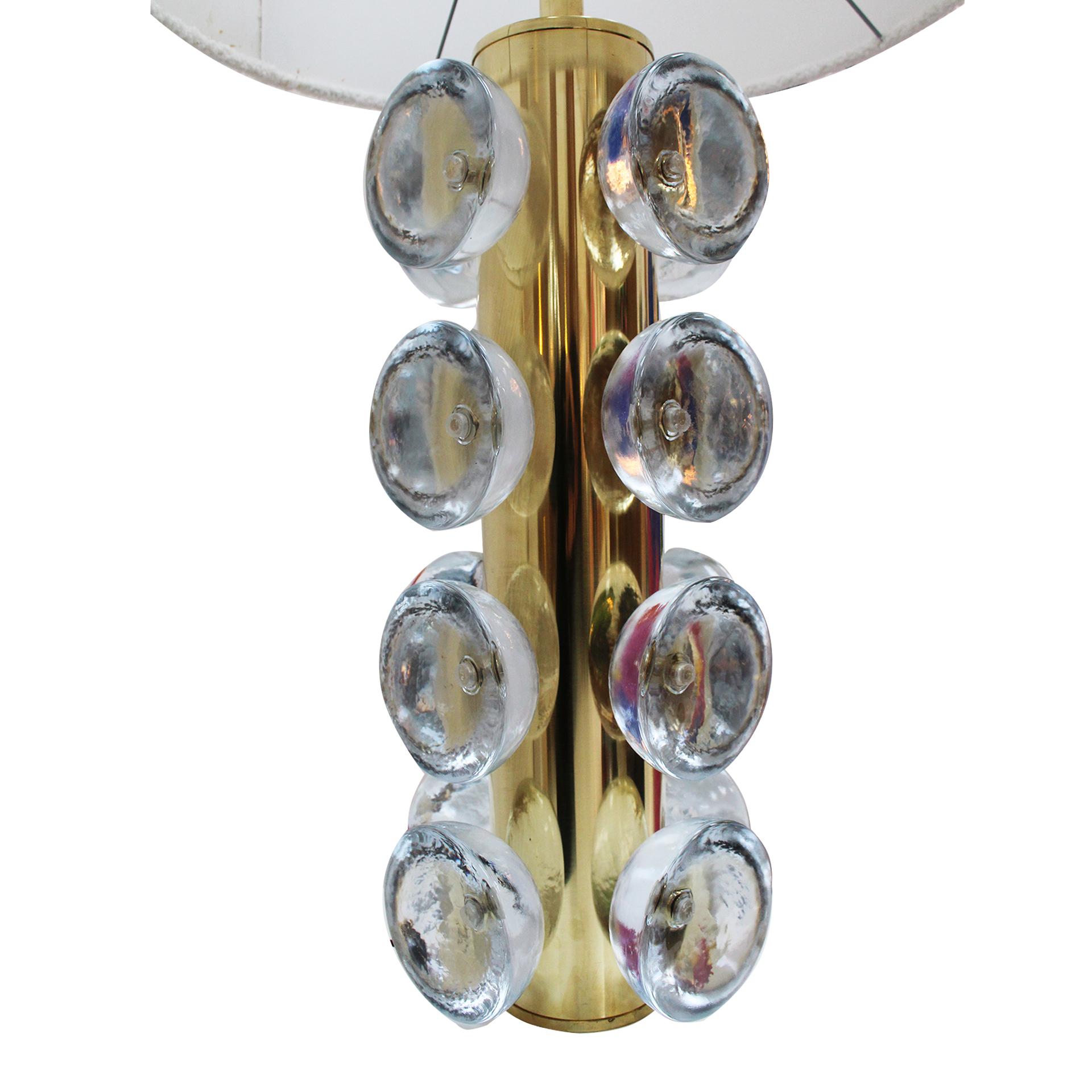 Lámpara de mesa italiana de cristal de Murano y latón, Italia Italiano en venta