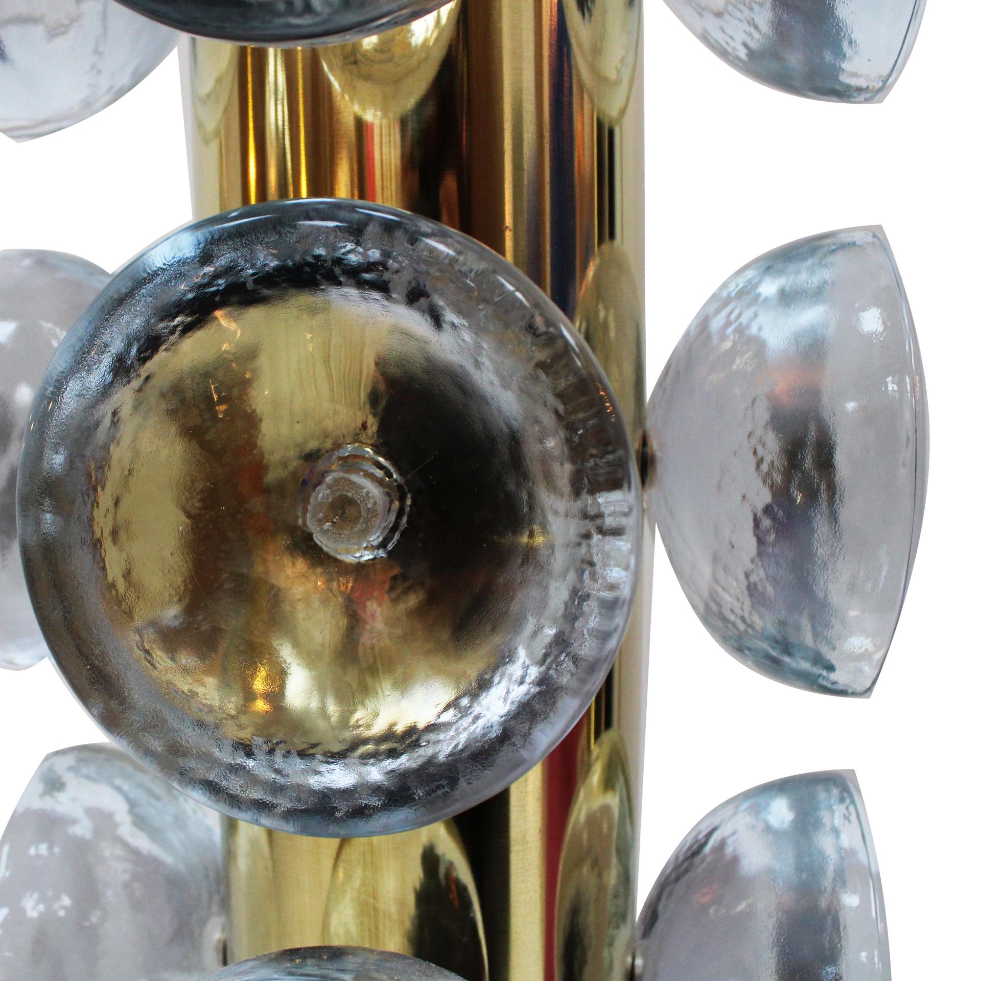 Lámpara de mesa italiana de cristal de Murano y latón, Italia Latón en venta