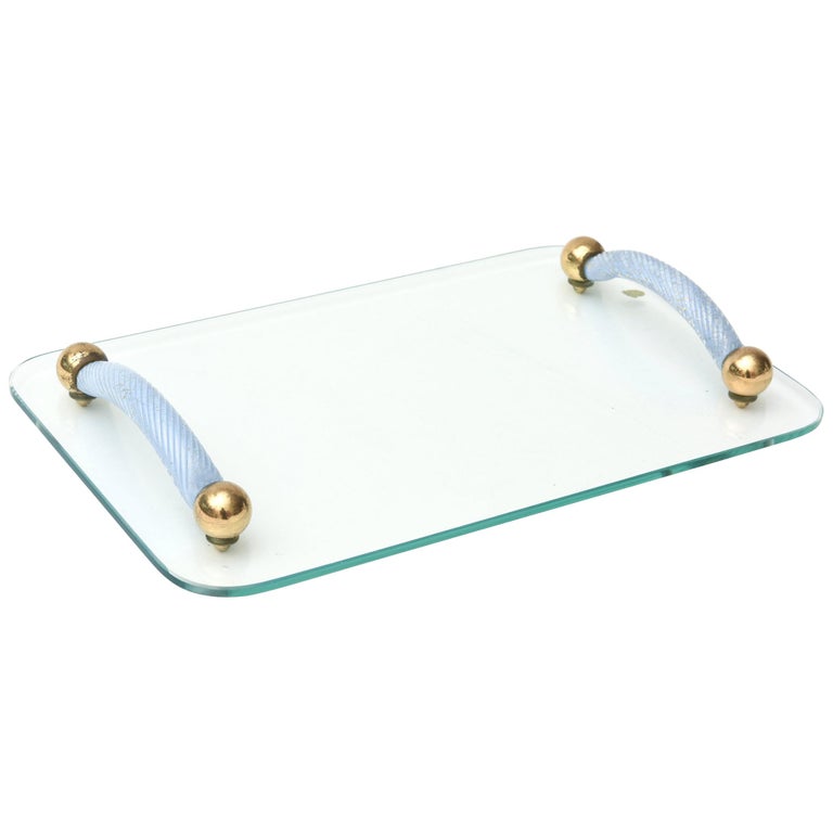 Italian Murano Glass and Brass Tray/ Serving Tray at 1stdibs