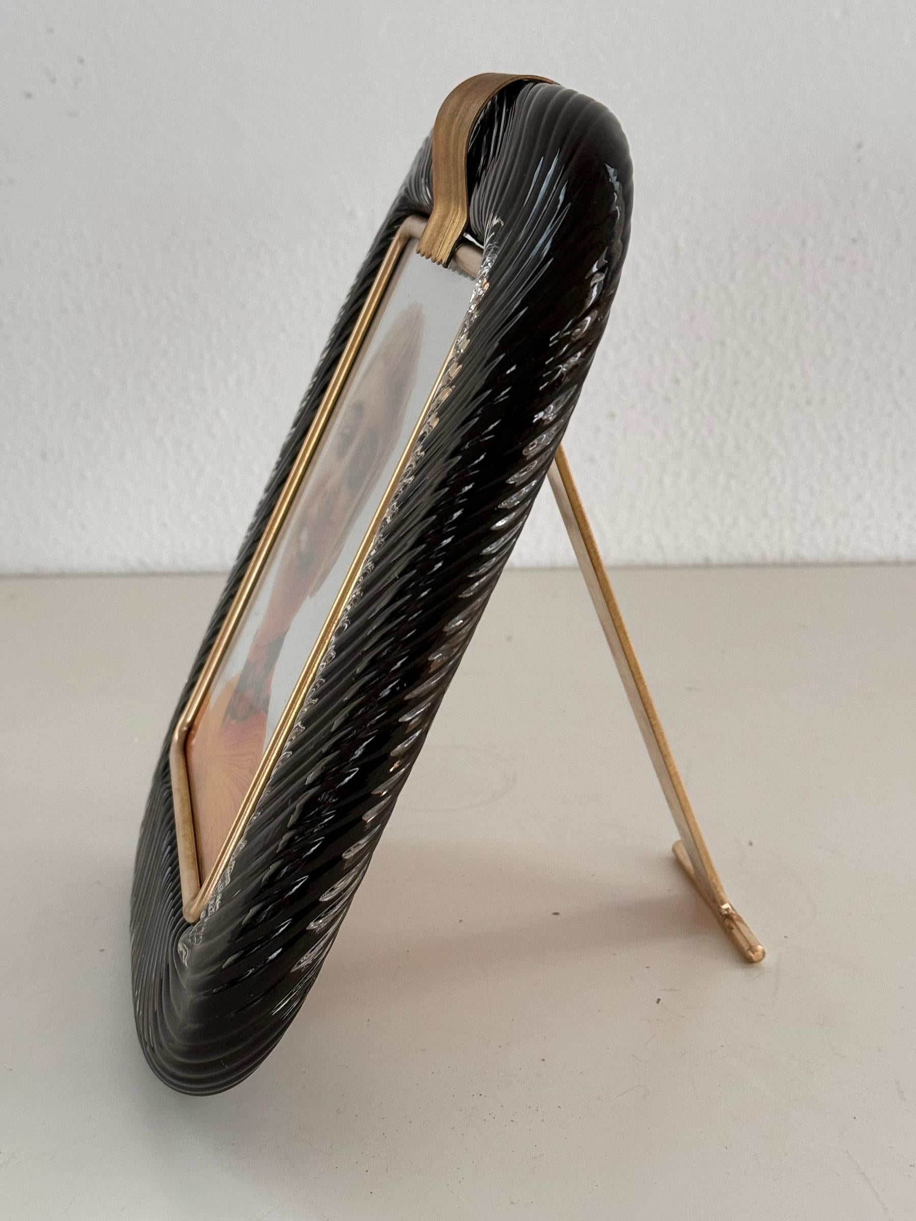 Marco Twist de Cristal de Murano Italiano y Latón en Negro en venta 4