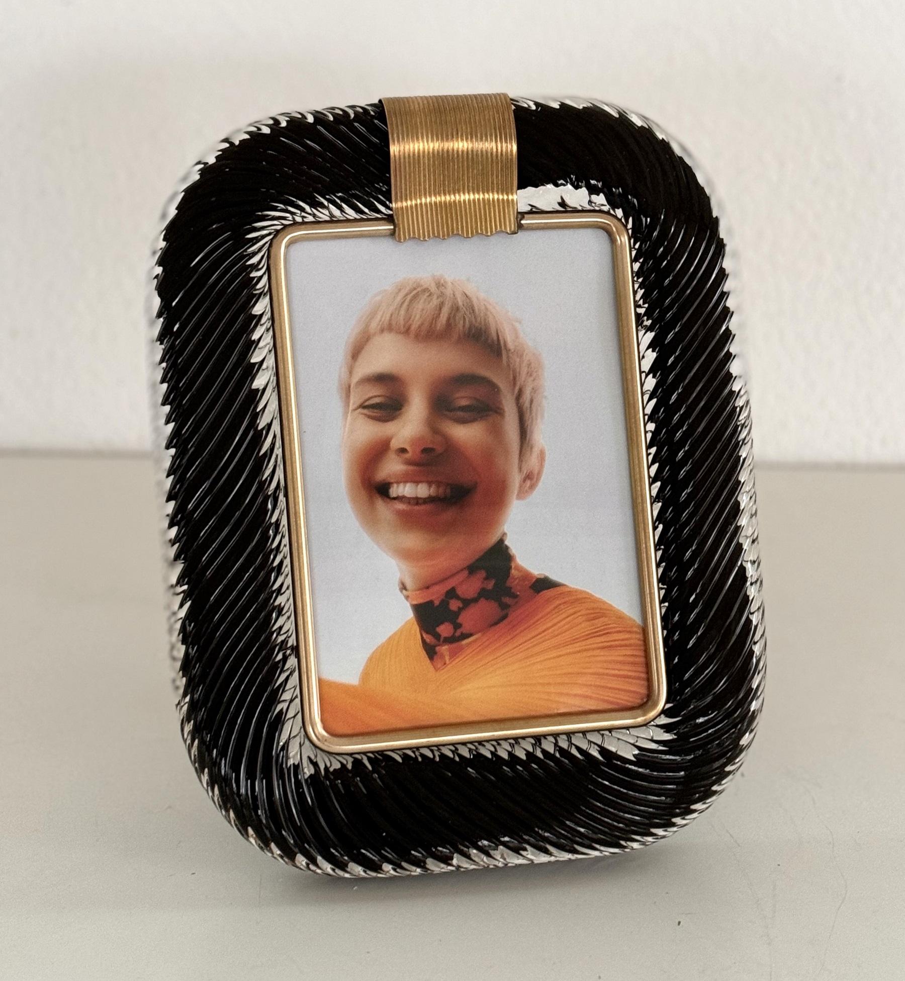 Marco Twist de Cristal de Murano Italiano y Latón en Negro finales del siglo XX en venta