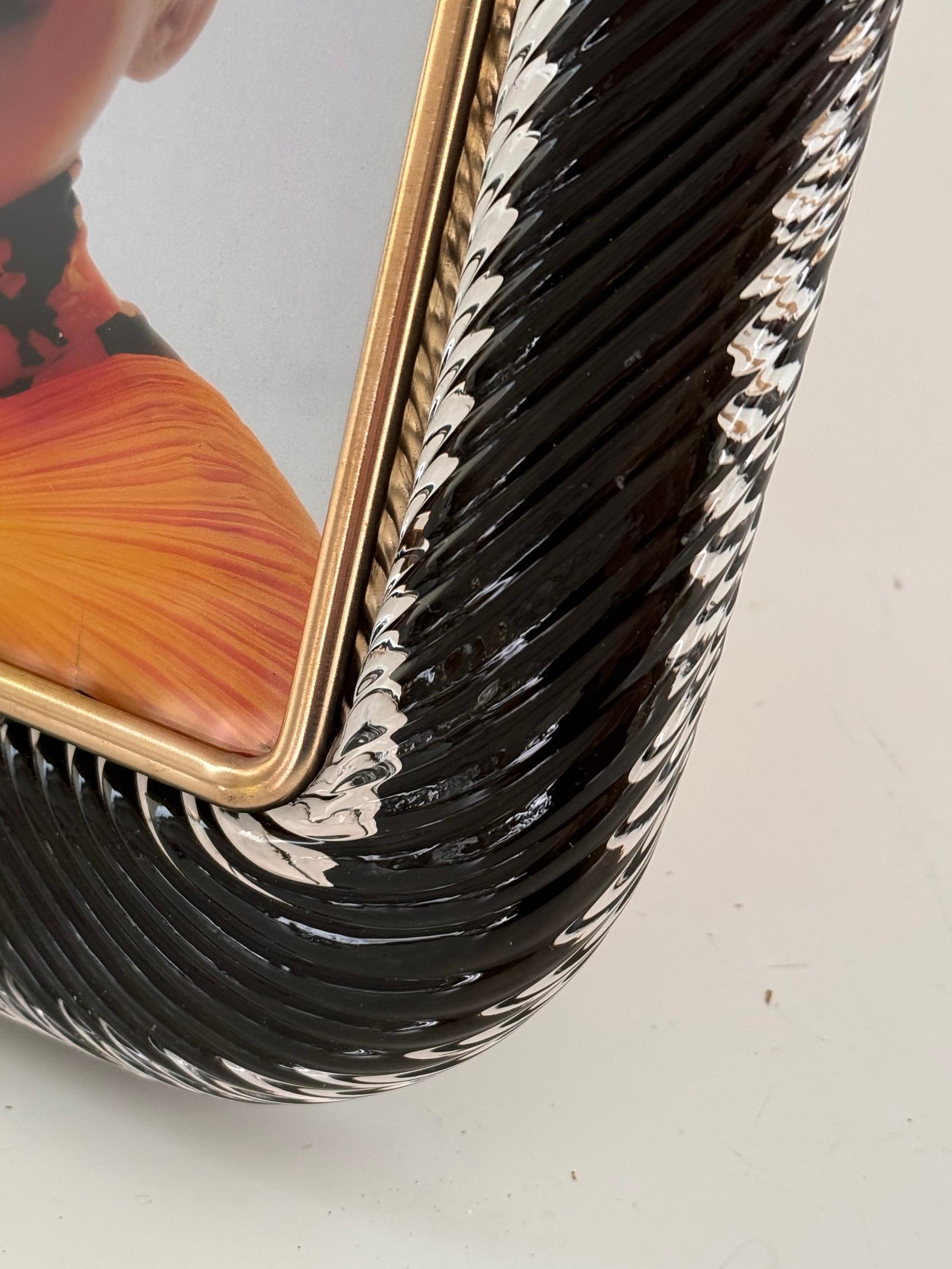 Marco Twist de Cristal de Murano Italiano y Latón en Negro en venta 2