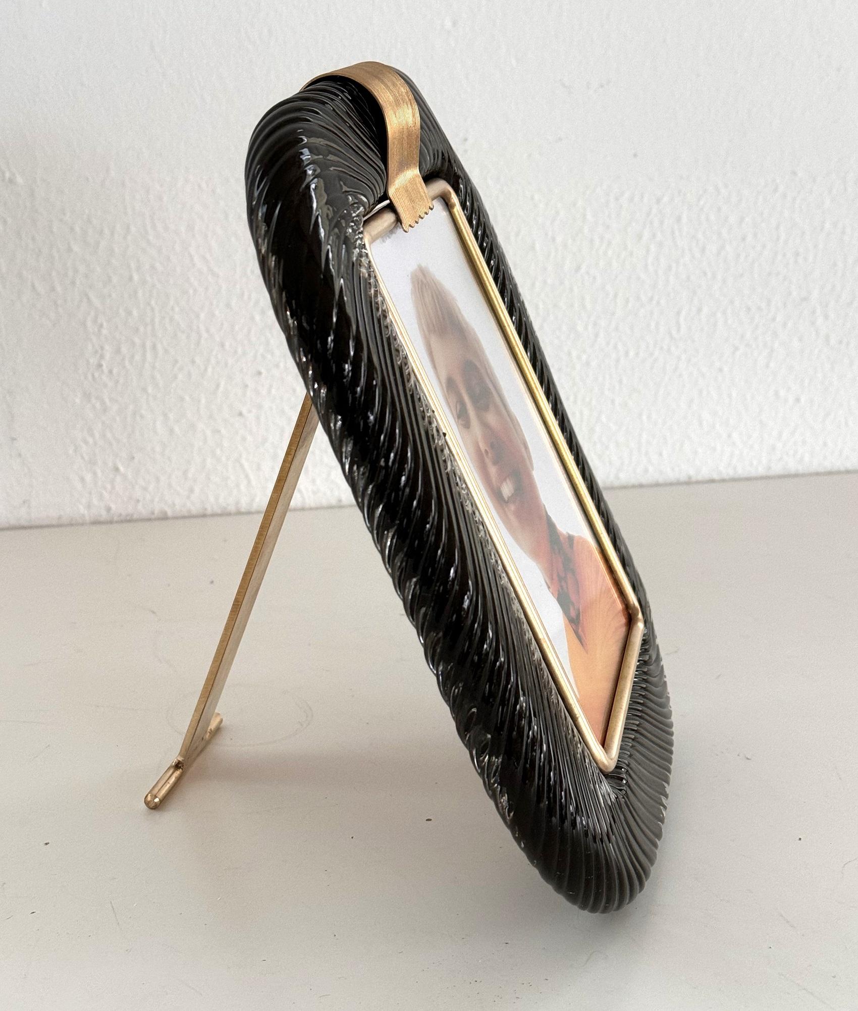Marco Twist de Cristal de Murano Italiano y Latón en Negro en venta 3
