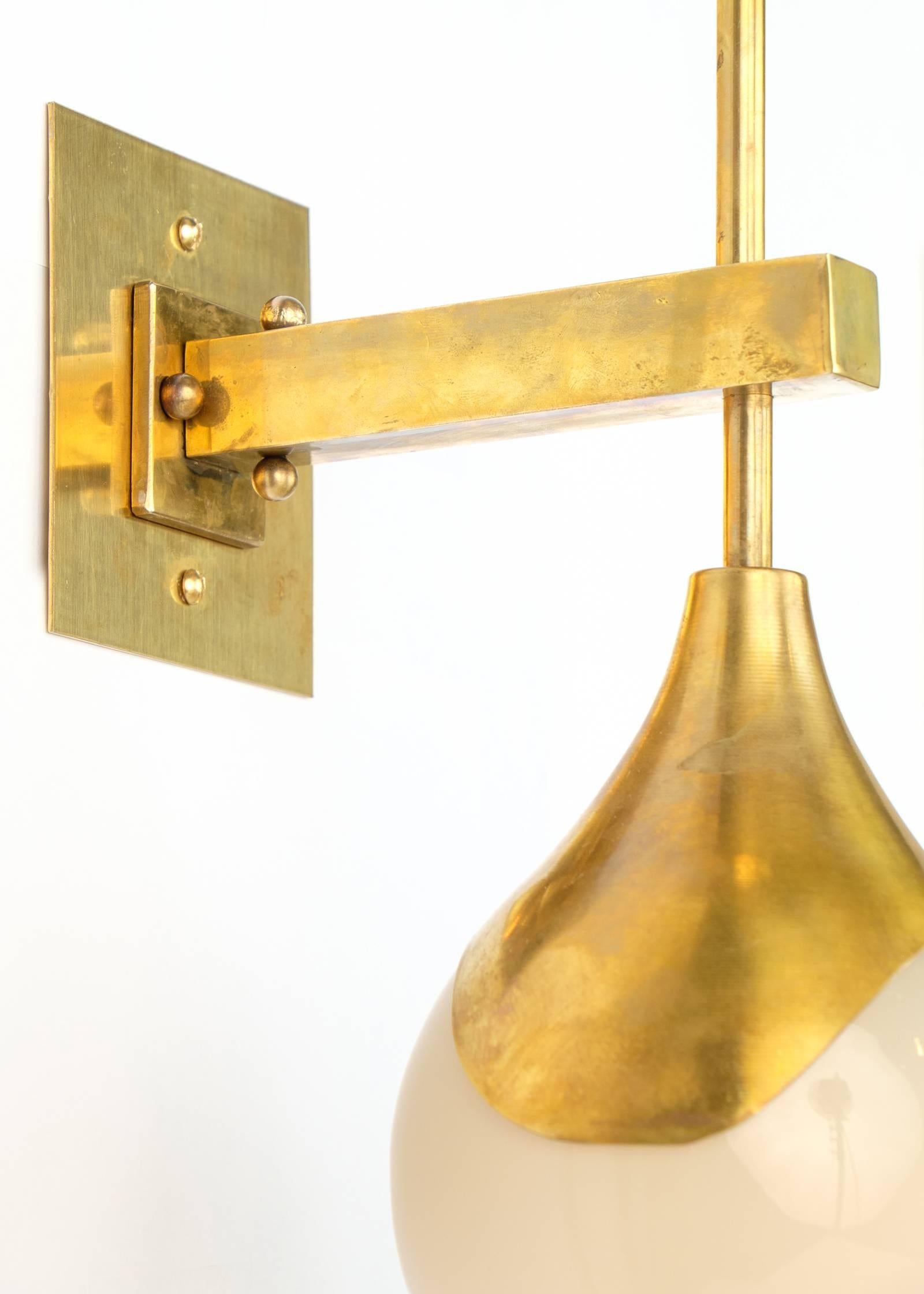 Italian Murano Glass and Brass Wall Sconces For Sale 1