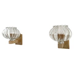 Apliques italianos de cristal de Murano y latón de estilo Art Déco, años 90