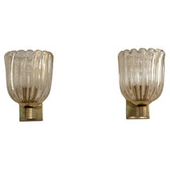 Applique italiane in vetro di Murano e ottone in stile Art Déco, anni '90