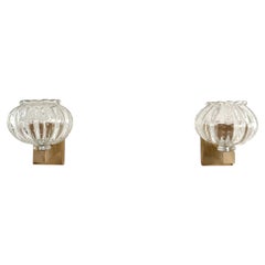 Apliques italianos de cristal de Murano y latón de estilo Art Déco, años 90