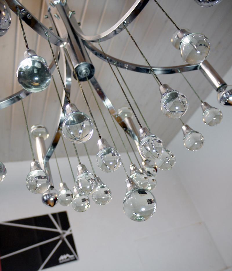 Italian Murano Glass and Chrome Chandelier by Sciolari For Sale 1