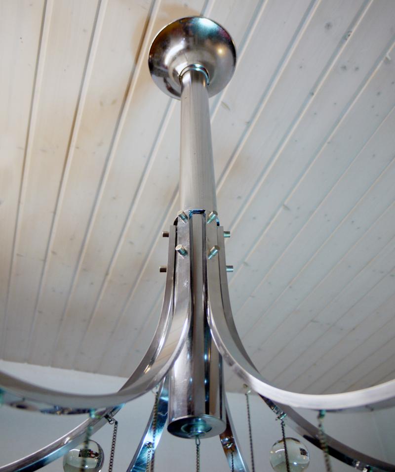 Italian Murano Glass and Chrome Chandelier by Sciolari For Sale 2