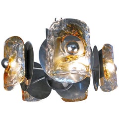 Italian Murano Glass and Chrome Chandelier