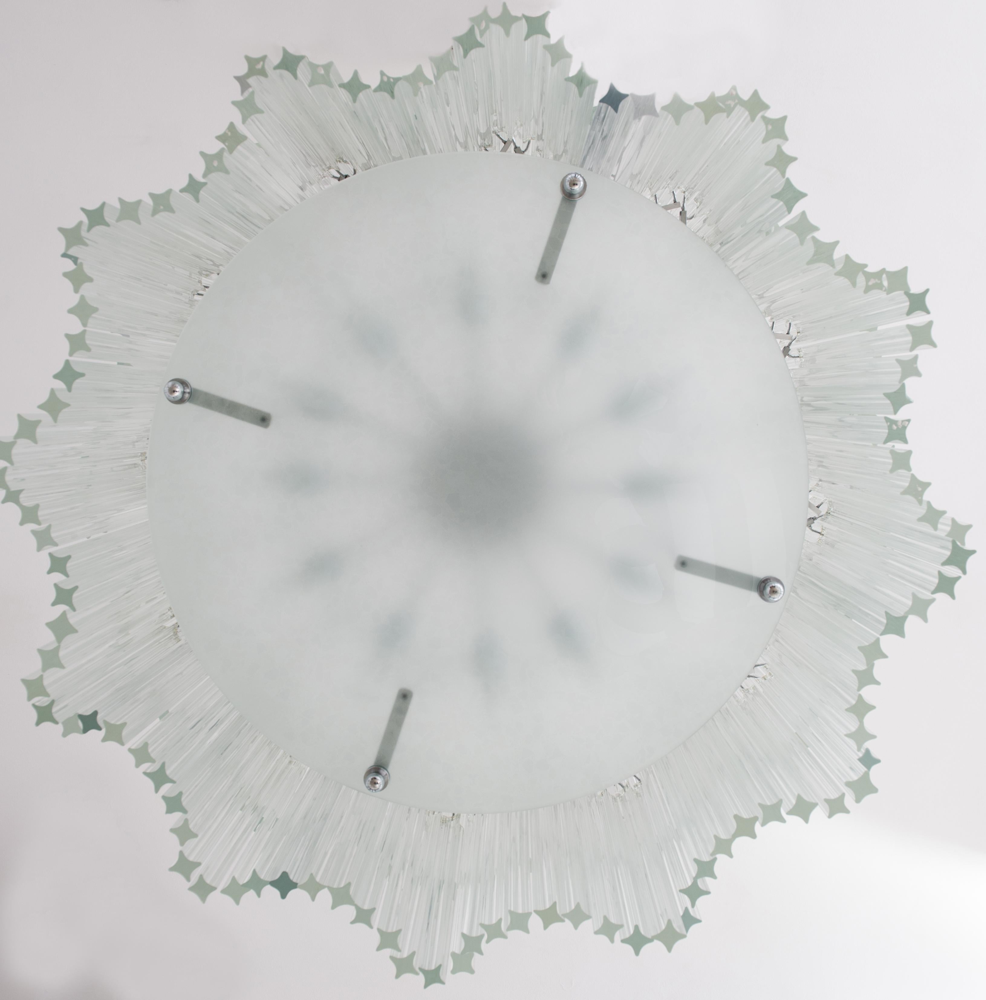 Italian Customizable Flushmount clear color Murano Glass by Giovanni Dalla Fina Italy  For Sale