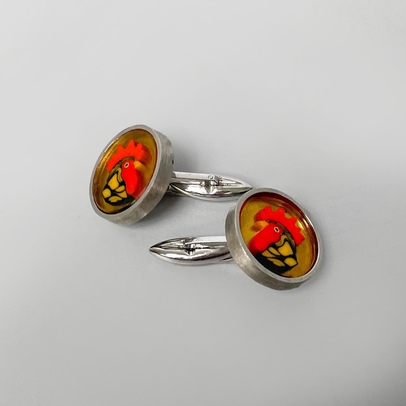 Late 20th Century Italian Murano glass and silver 926 cufflink by Constantini Gioielli, 1990s For Sale