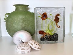 Italienisches Murano Glas Aquarium mit Meerestieren, signiert