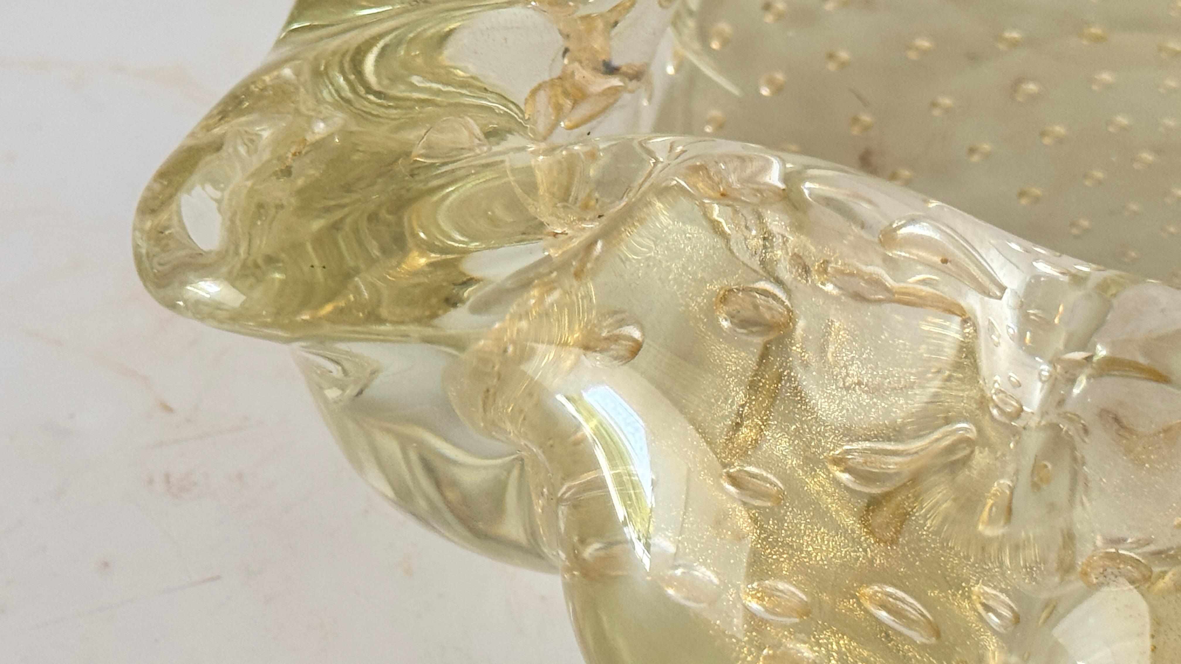 Italian Murano Glass Ashtray – 1960s – Anise Yellow, Hand-Blown with Air Bubbles For Sale 1