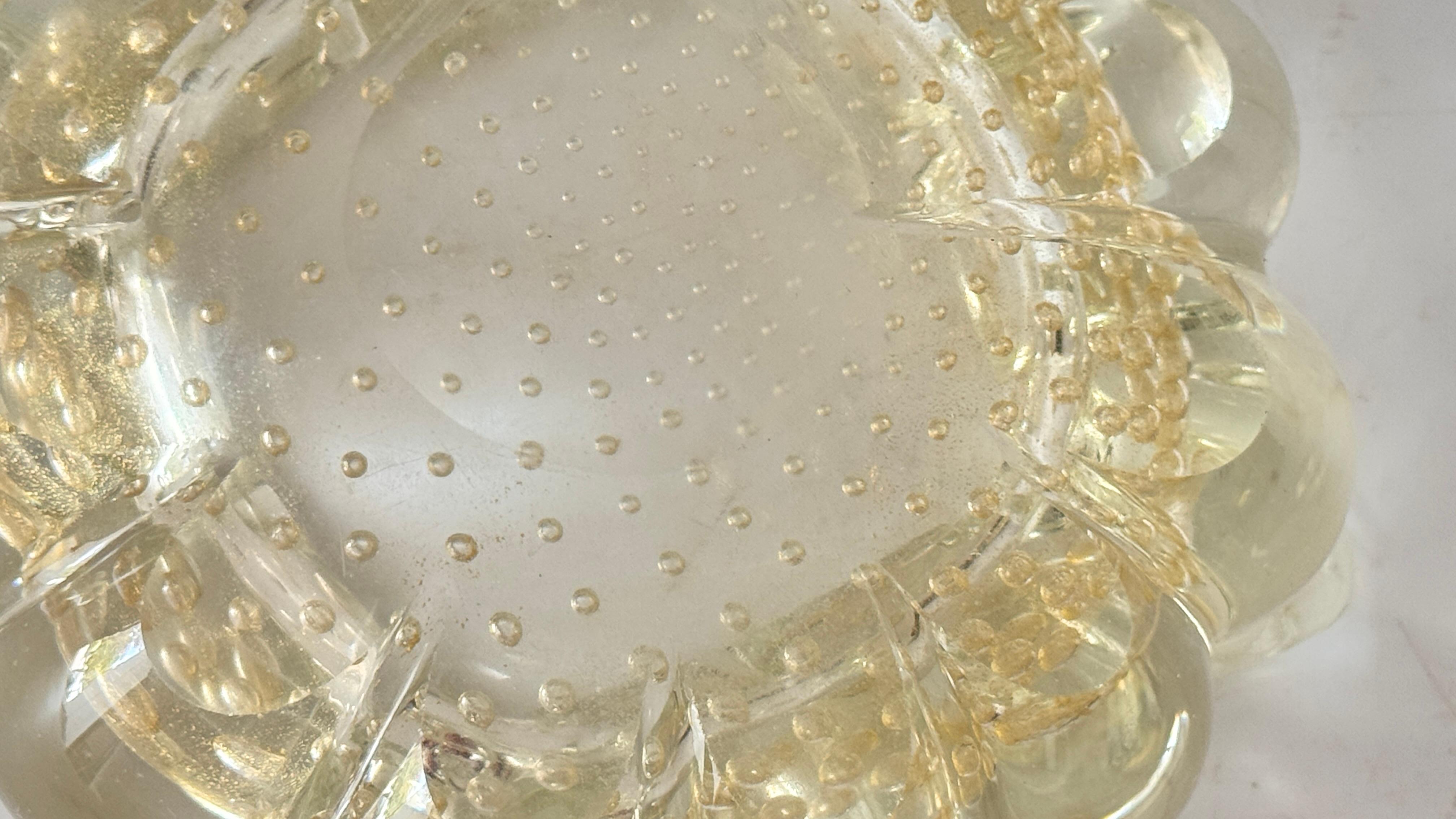 Italian Murano Glass Ashtray – 1960s – Anise Yellow, Hand-Blown with Air Bubbles For Sale 3