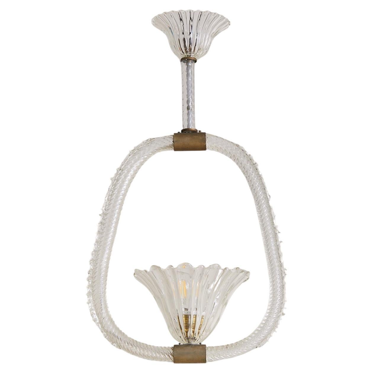 Italian Murano Glass Basket Pendant Attributed to Barovier
Toso, 1930s