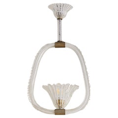 Italian Murano Glass Basket Pendant Attributed to Barovier 
Toso, 1930s