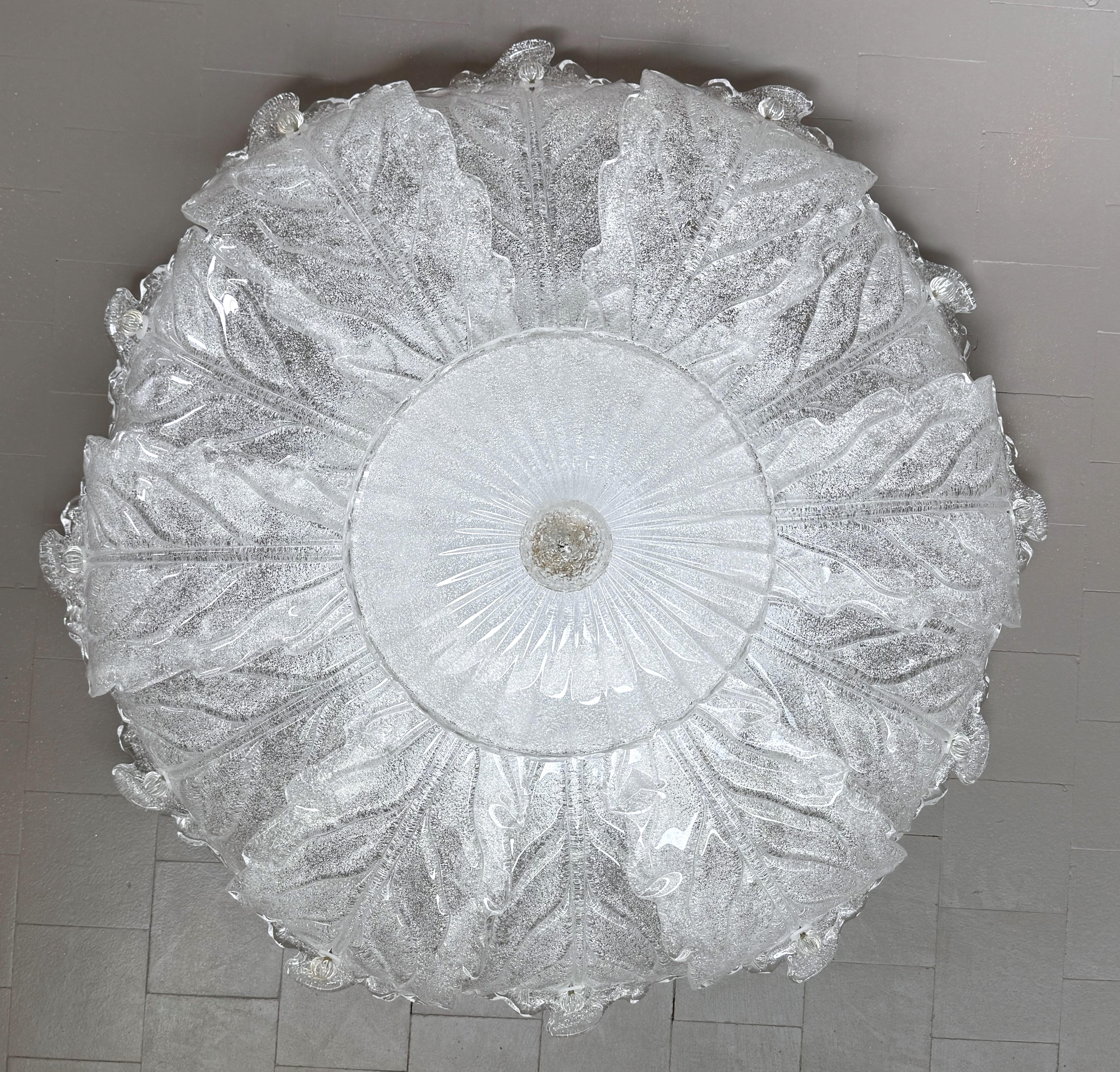 Italienischer Murano Glas Big Size Flush Mount Kronleuchter, 1970er Jahre im Angebot 7