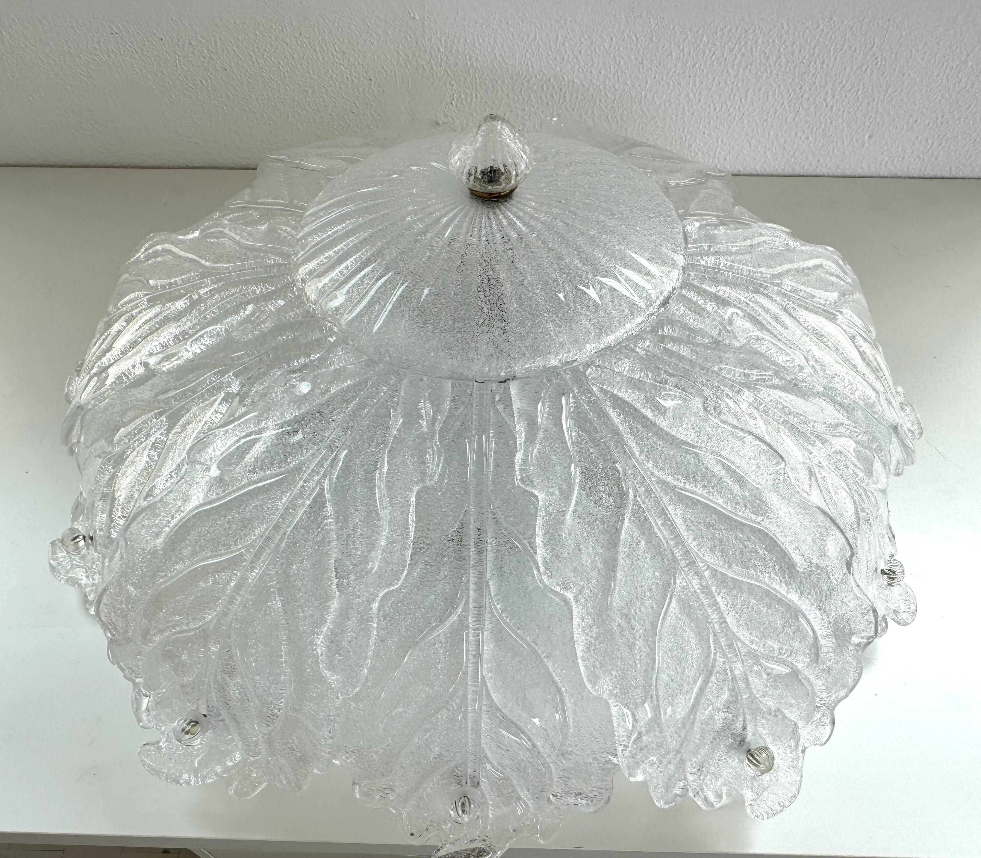 Italienischer Murano Glas Big Size Flush Mount Kronleuchter, 1970er Jahre im Zustand „Gut“ im Angebot in Morazzone, Varese