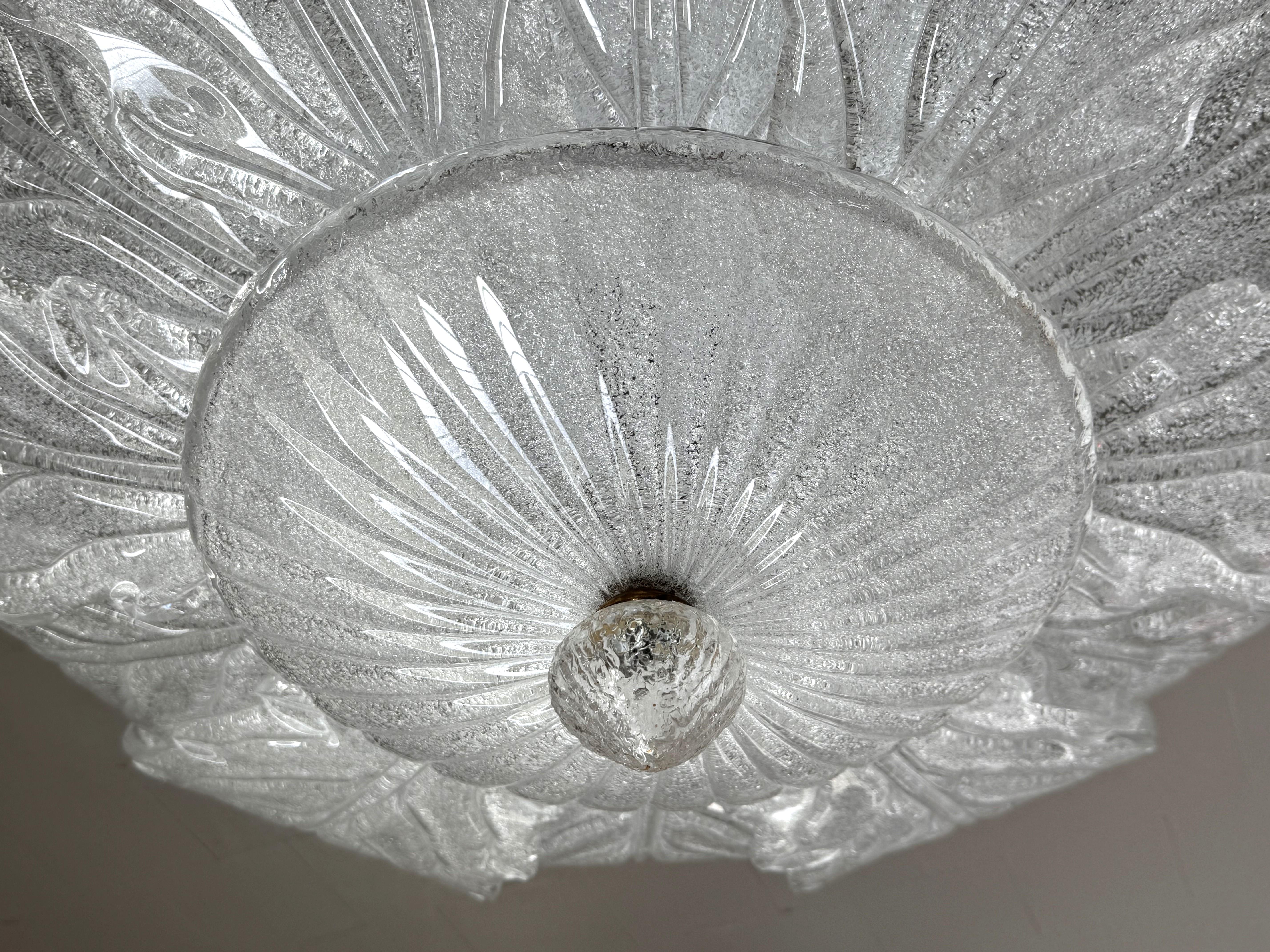 Italienischer Murano Glas Big Size Flush Mount Kronleuchter, 1970er Jahre im Angebot 1