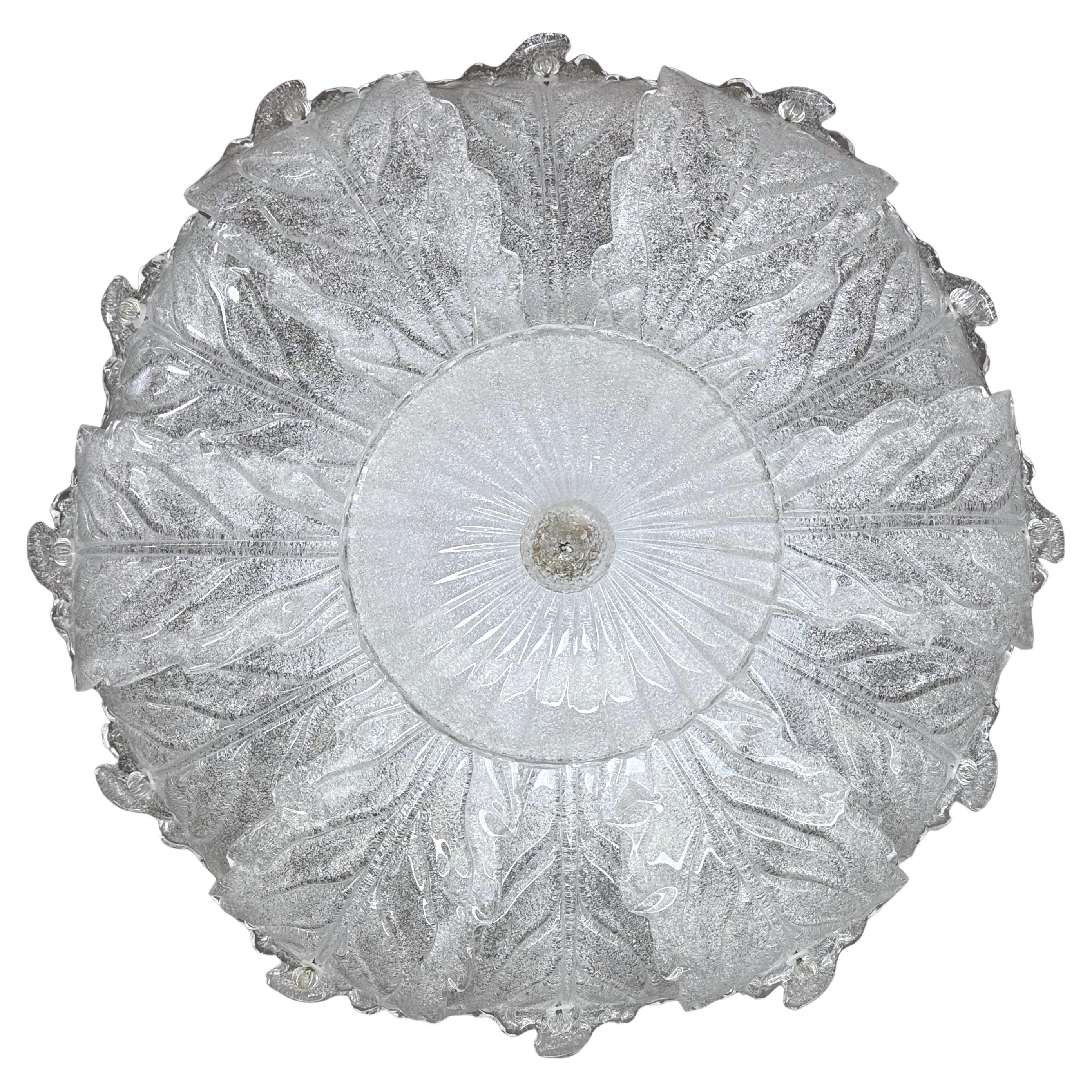 Italienischer Murano Glas Big Size Flush Mount Kronleuchter, 1970er Jahre im Angebot