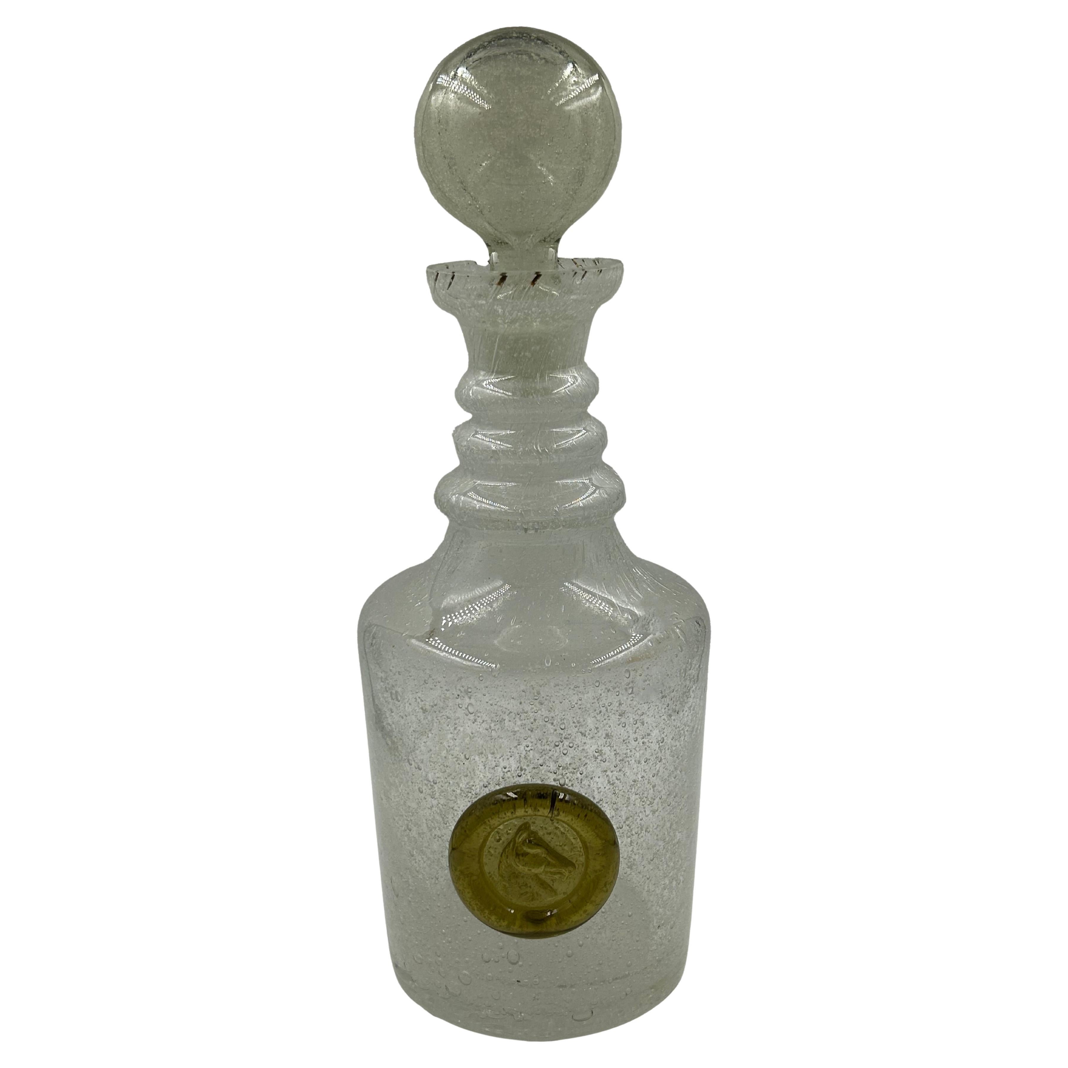Italian Murano Glass Bottle, Mid-20th Century For Sale
