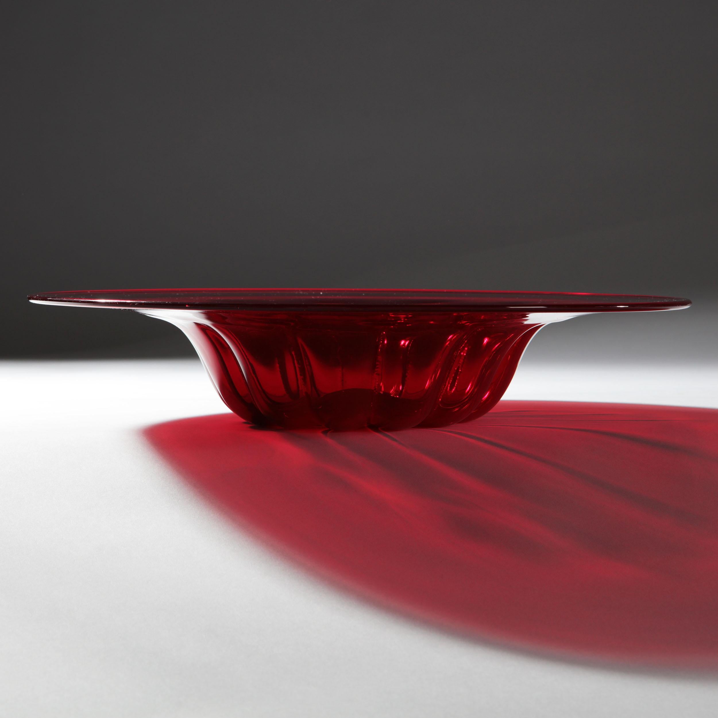 red glass bowl vintage