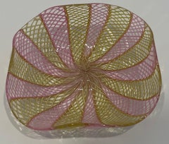 Italian Murano Glass Bowl Latticino Zanfirico Ribbon Pastel Ashtray